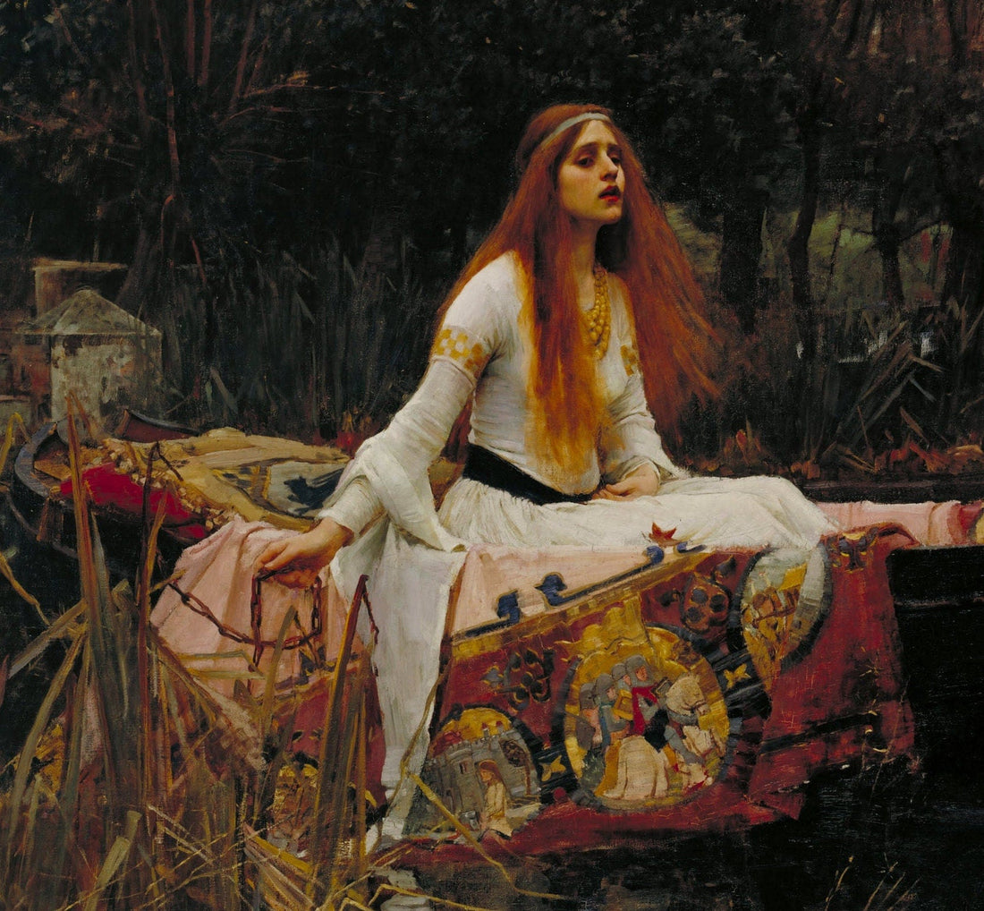 The Lady of Shalott by John W Waterhouse, FineArt Paper, Museal Poster, Canvas or Hand Finished Print with brush strokes original large art, FOSHE ART