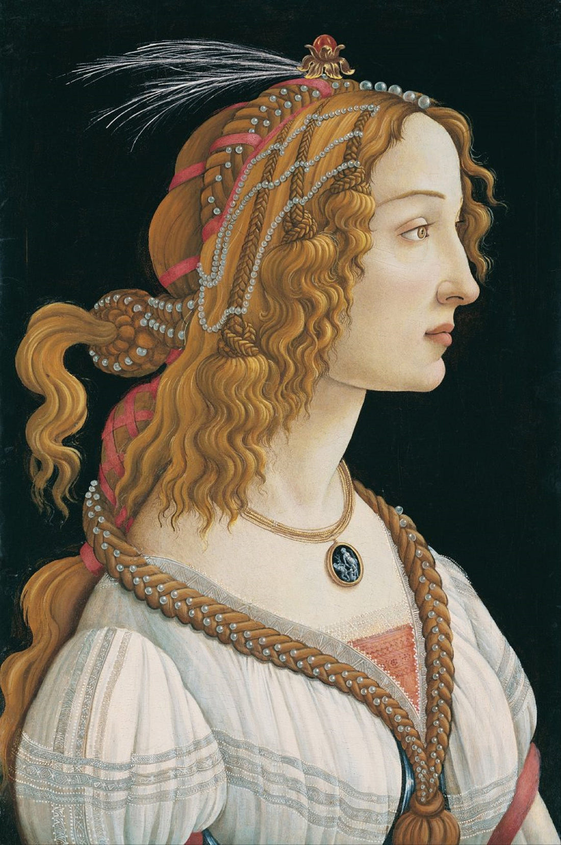 Sandro Botticelli Portrait of young woman, Heavyweight paper / real art canvas, Print on canvas or paper, original large art,