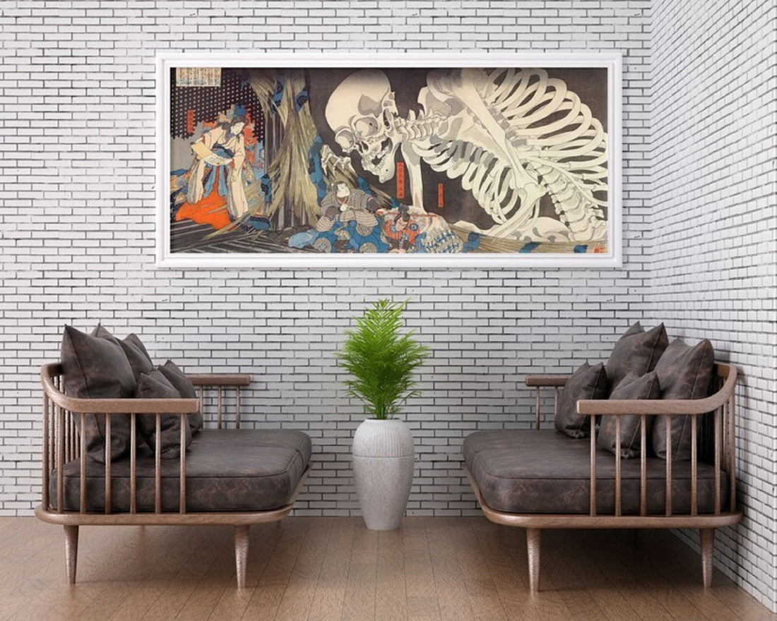 Utagawa Kuniyoshi, Witch Takiyoshi and Skeleton Ghost, Japanese vintage style gift, Canvas Prints, Poster, 3D Hand Finished Premium Print