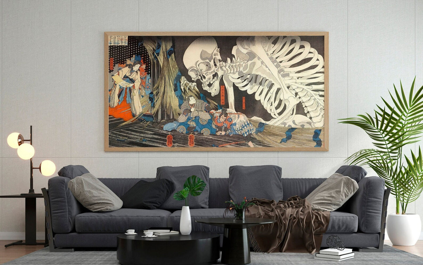 Utagawa Kuniyoshi, Witch Takiyoshi and Skeleton Ghost, Japanese vintage style gift, Canvas Prints, Poster, 3D Hand Finished Premium Print