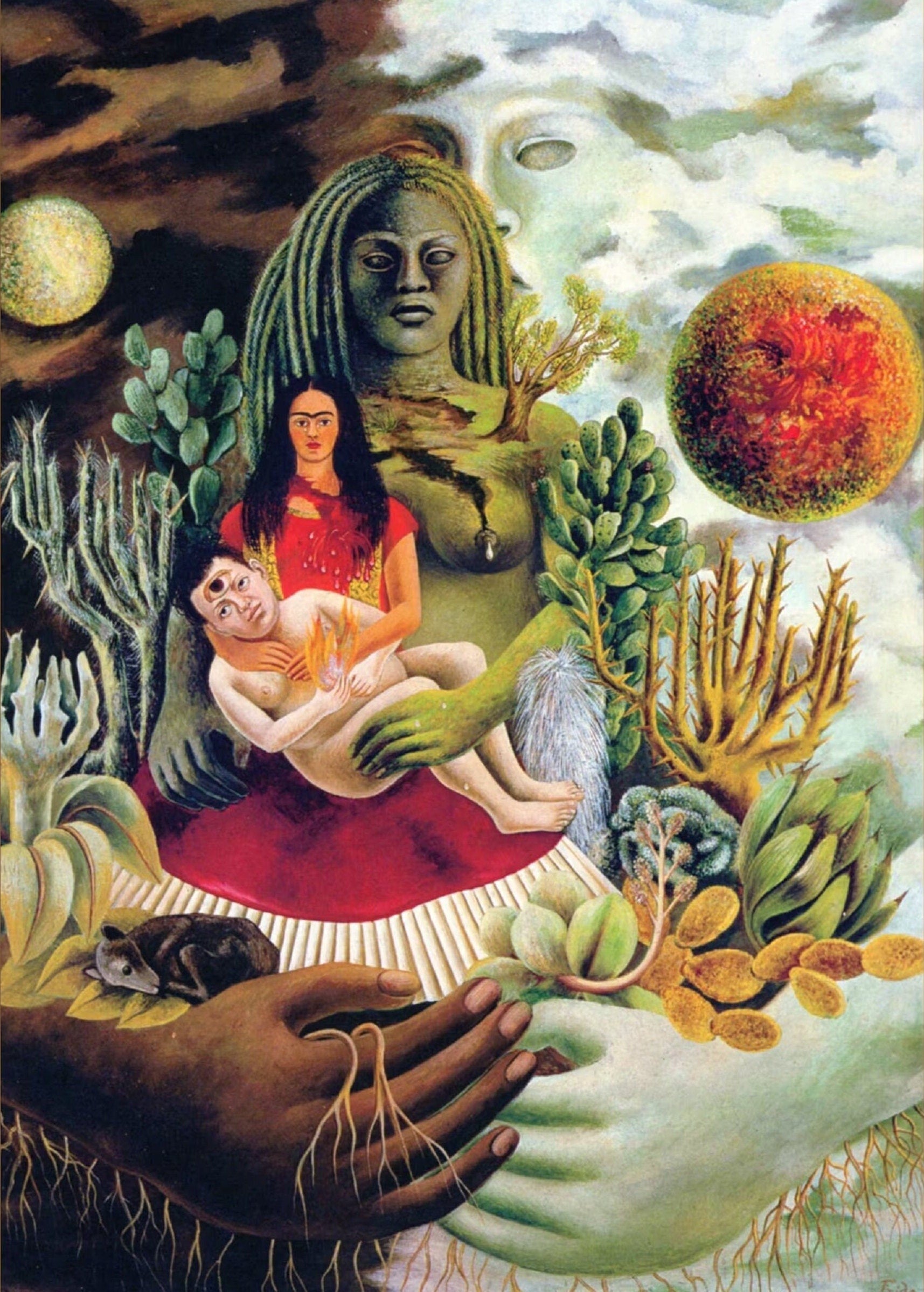 Frida Kahlo "Love Embrace of the Universe" Giclée Canvas Print – Golden Frame FOSHE ART