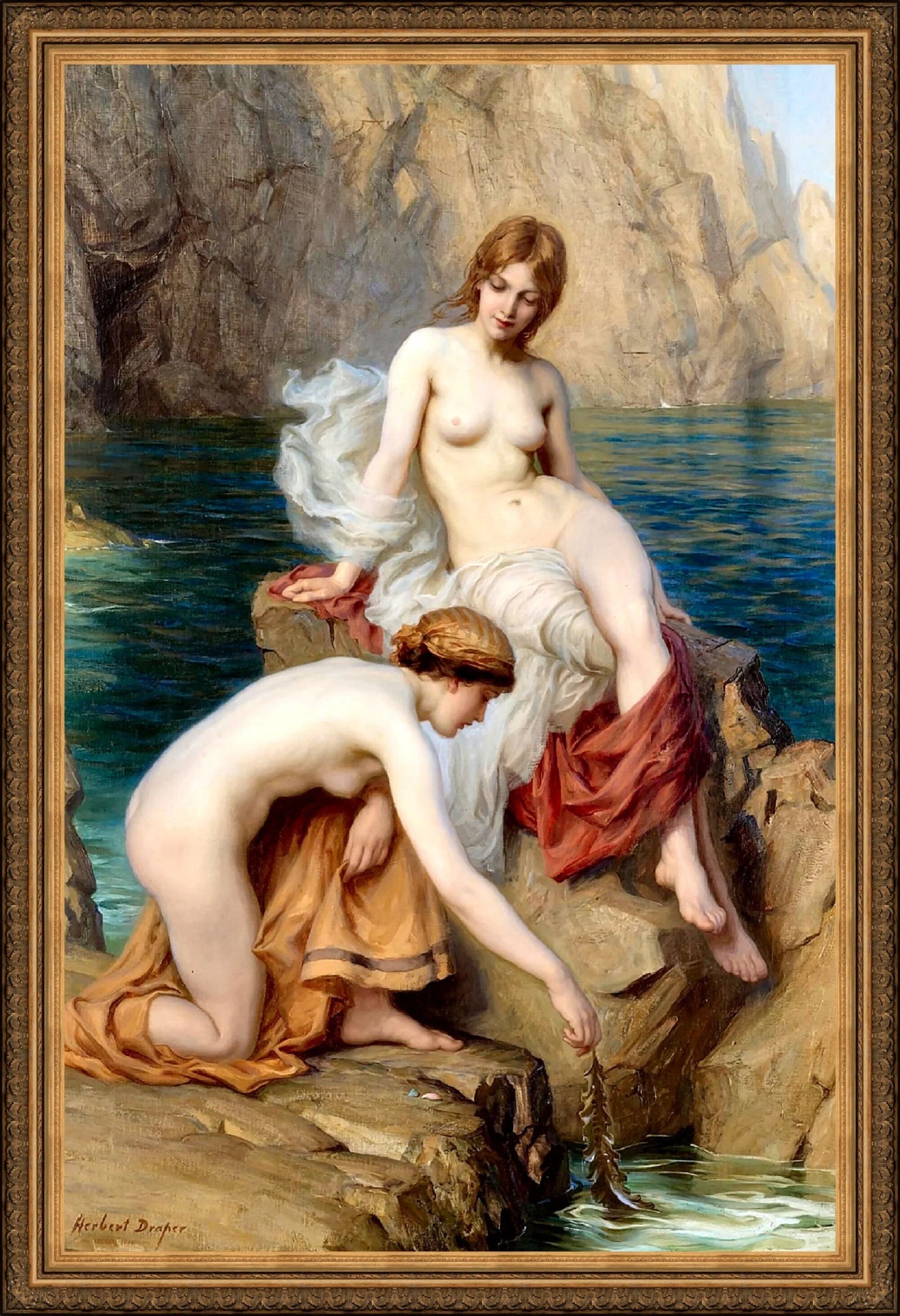 Herbert James Drape: Summer Seas by, Giclee Print Reproduction Painting, Fineart print on Heavyweight paper or museum quality poster FOSHE ART