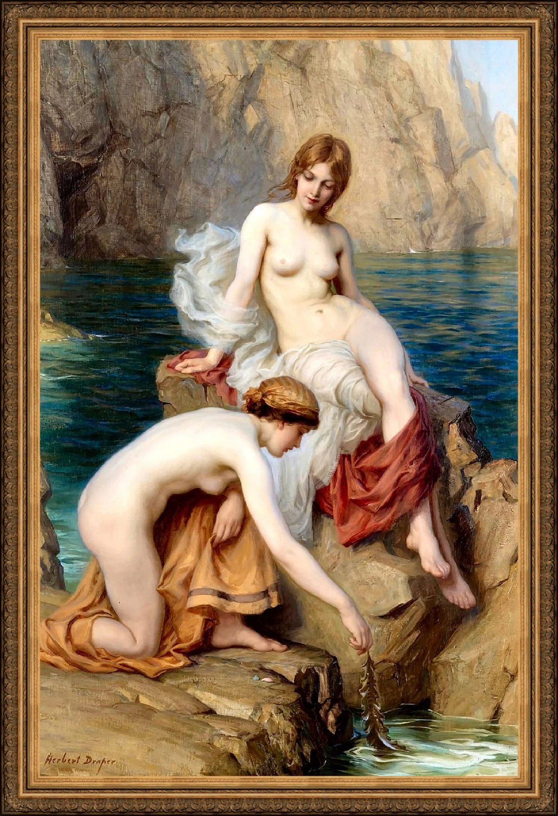 Herbert James Drape: Summer Seas by, Giclee Print Reproduction Painting, Fineart print on Heavyweight paper or museum quality poster FOSHE ART