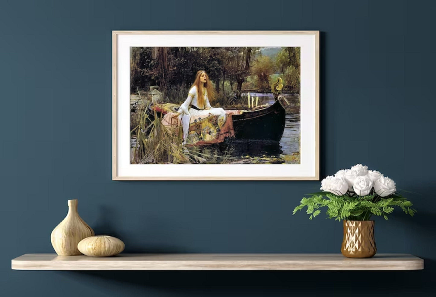 The Lady of Shalott by John W Waterhouse, FineArt Paper, Museal Poster, Canvas or Hand Finished Print with brush strokes original large art, FOSHE ART