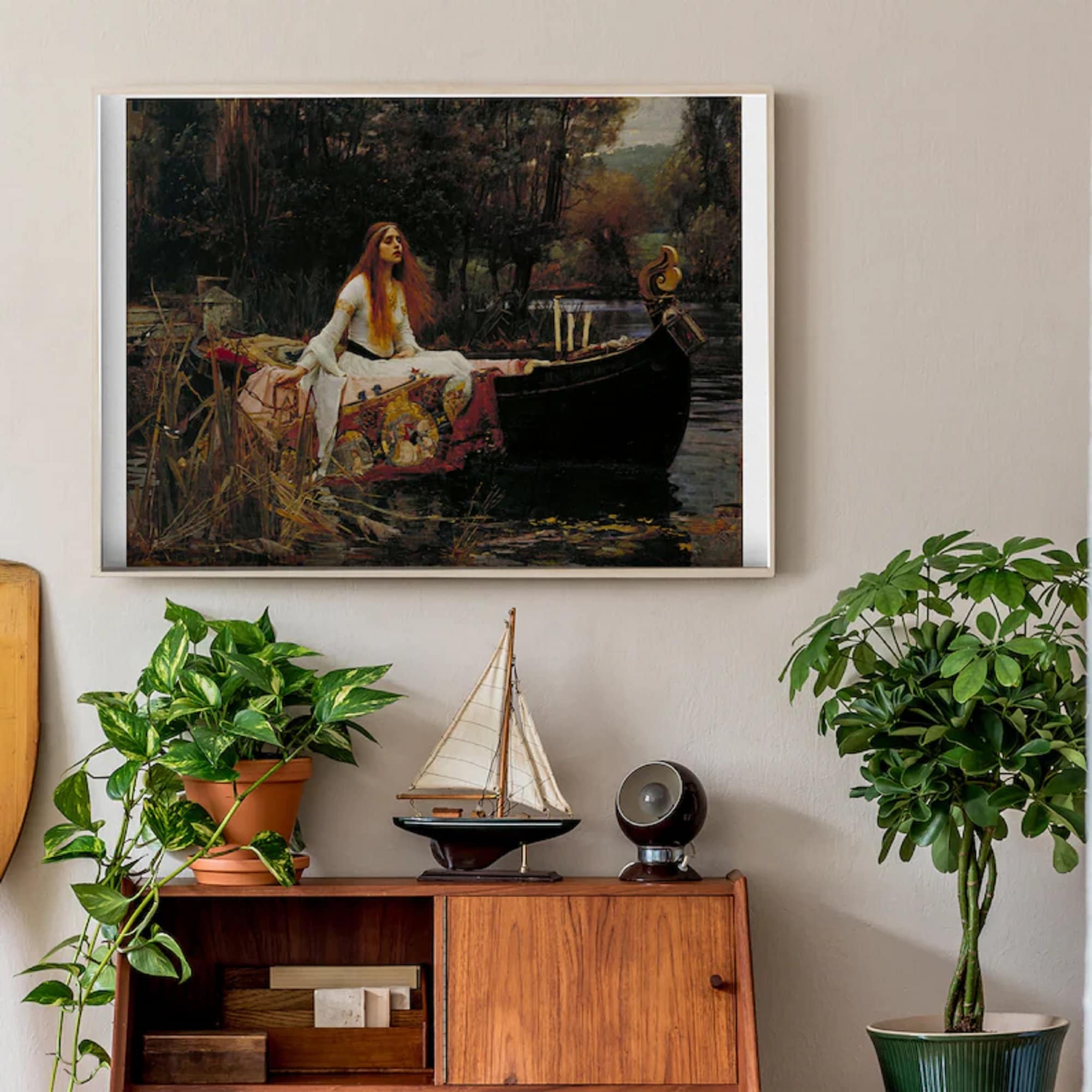 The Lady of Shalott by John W Waterhouse, FineArt Paper, Museal Poster, Canvas or Hand Finished Print with brush strokes original large art, FOSHE ART