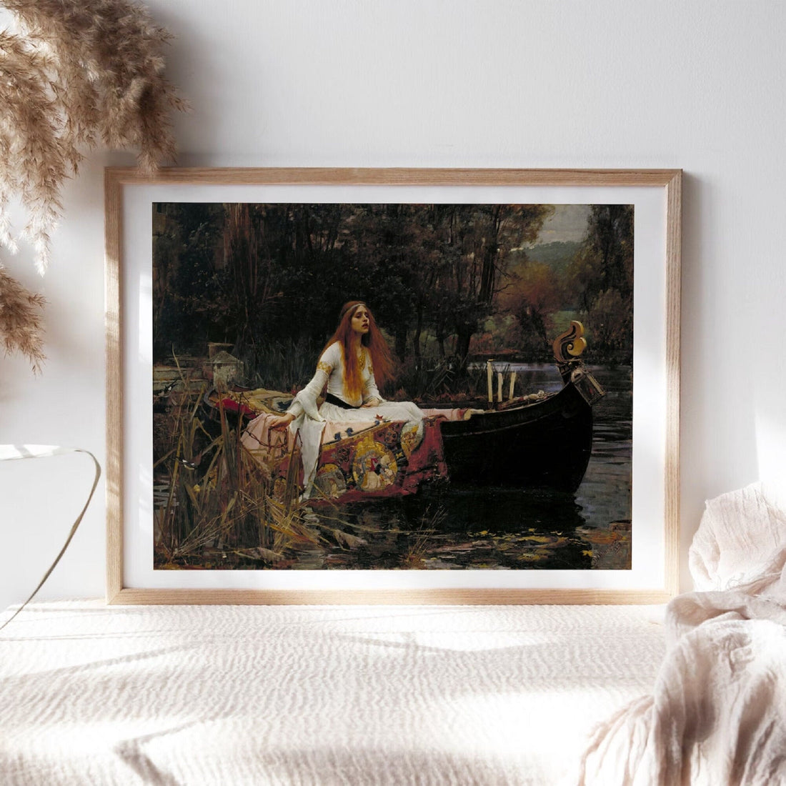 The Lady of Shalott by John W Waterhouse, FineArt Paper, Museal Poster, Canvas or Hand Finished Print with brush strokes original large art, FOSHE ART
