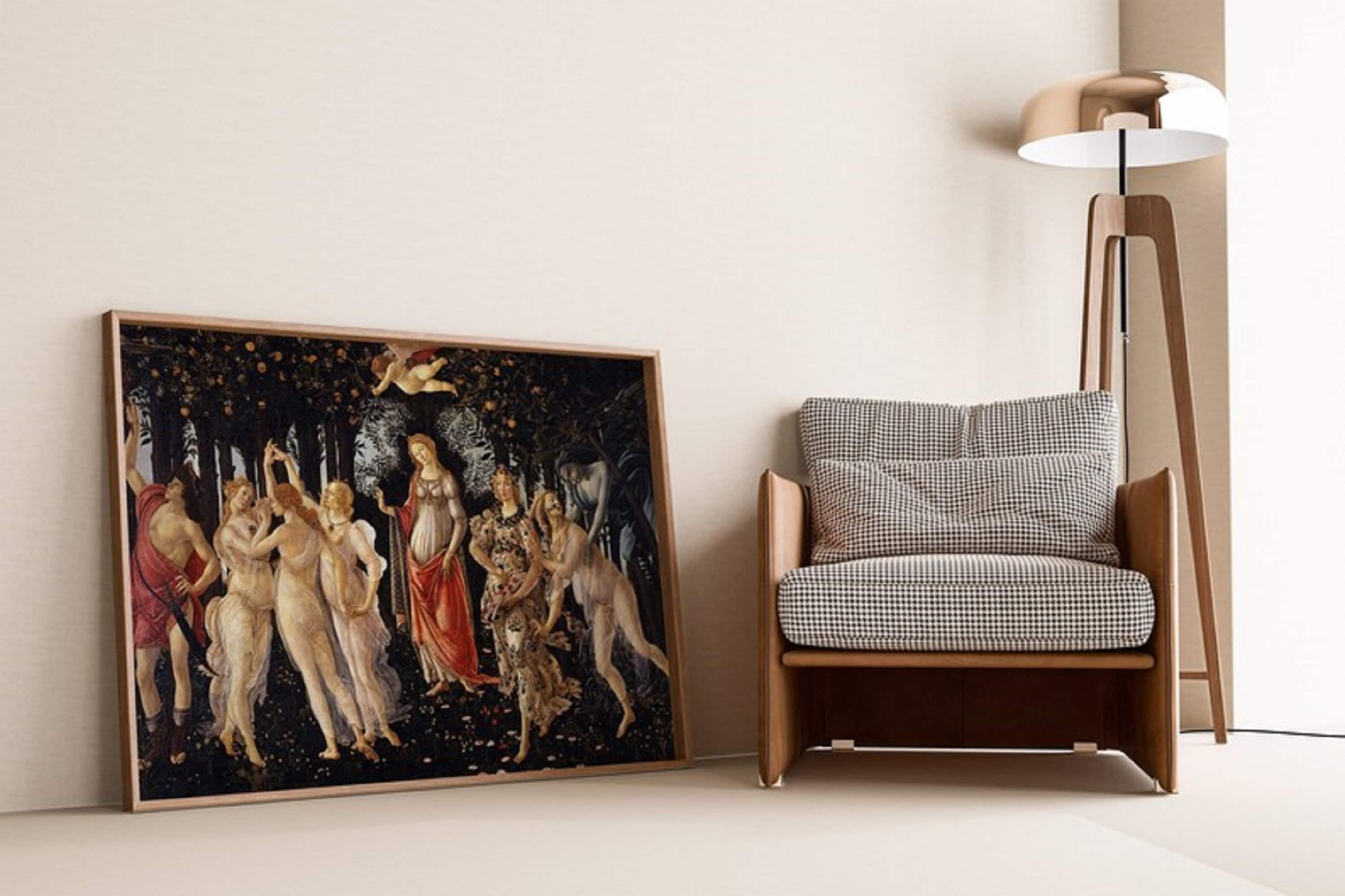 Botticelli La Primavera Canvas Print with Brush Stroke Finish: Museum Quality Giclée Reproduction, Framed FOSHE ART