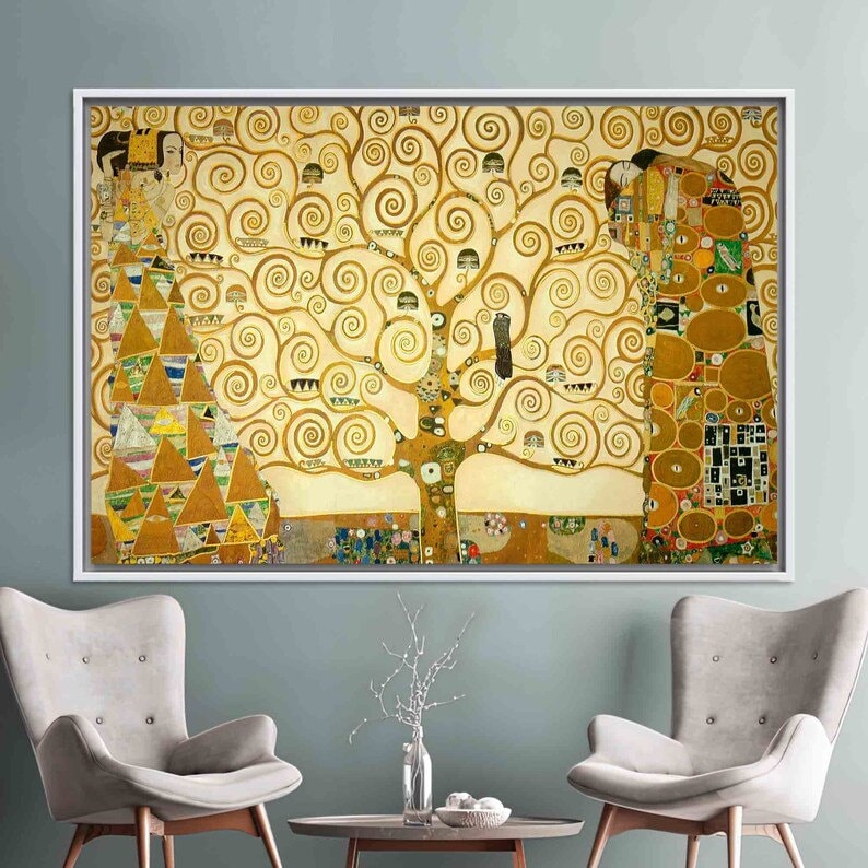 Gustav Klimt Tree of Life Giclée Canvas Art Print – Framed Nouveau Painting FOSHE ART