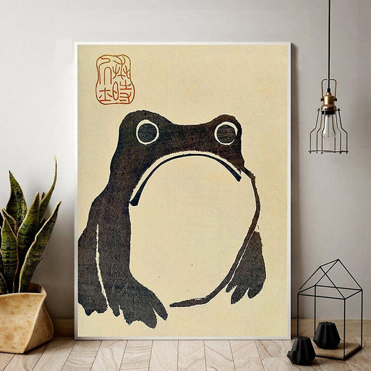 Japanese Frog Print, Vintage Wall Art, Japanese Frog Poster, Matsumoto Hoji Wall Art Decor, Modern Art, Animal Print, Wabi Sabi, Interior FOSHE ART