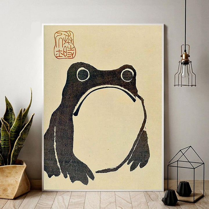 Japanese Frog Print, Vintage Wall Art, Japanese Frog Poster, Matsumoto Hoji Wall Art Decor, Modern Art, Animal Print, Wabi Sabi, Interior FOSHE ART