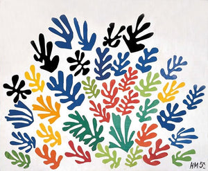 HENRI MATISSE, La Gerbe colorful flower garden cut out Extra Large HQ Print Poster in Minimalist style, in Blue, red, green and yellow