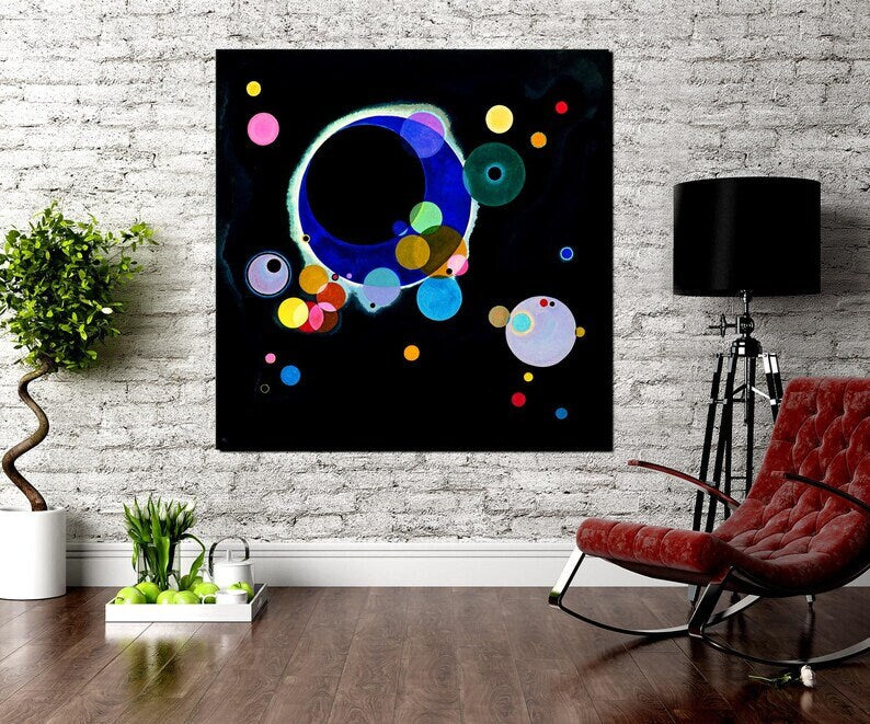 SEVERAL CIRCLES Prints, Wassily Kandinsky, large abstract wall art, Giclee paper Heavyweight paper / real art canvas