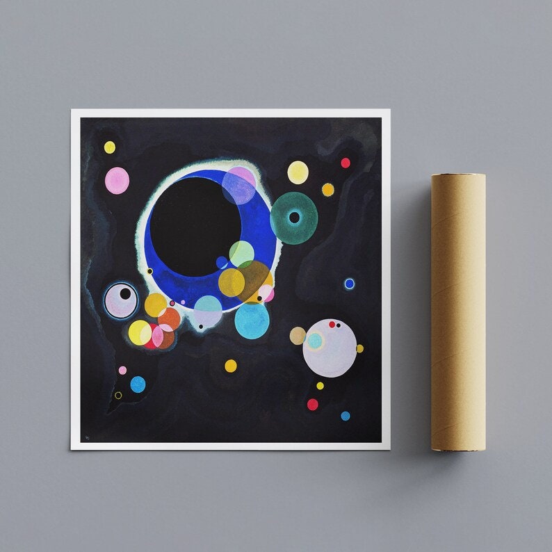 SEVERAL CIRCLES Prints, Wassily Kandinsky, large abstract wall art, Giclee paper Heavyweight paper / real art canvas