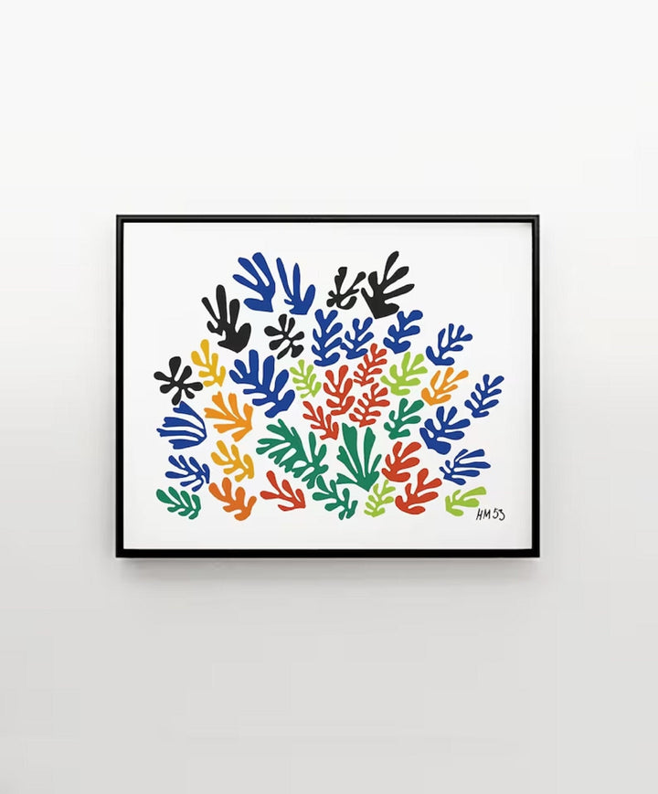 HENRI MATISSE, La Gerbe colorful flower garden cut out Extra Large HQ Print Poster in Minimalist style, in Blue, red, green and yellow