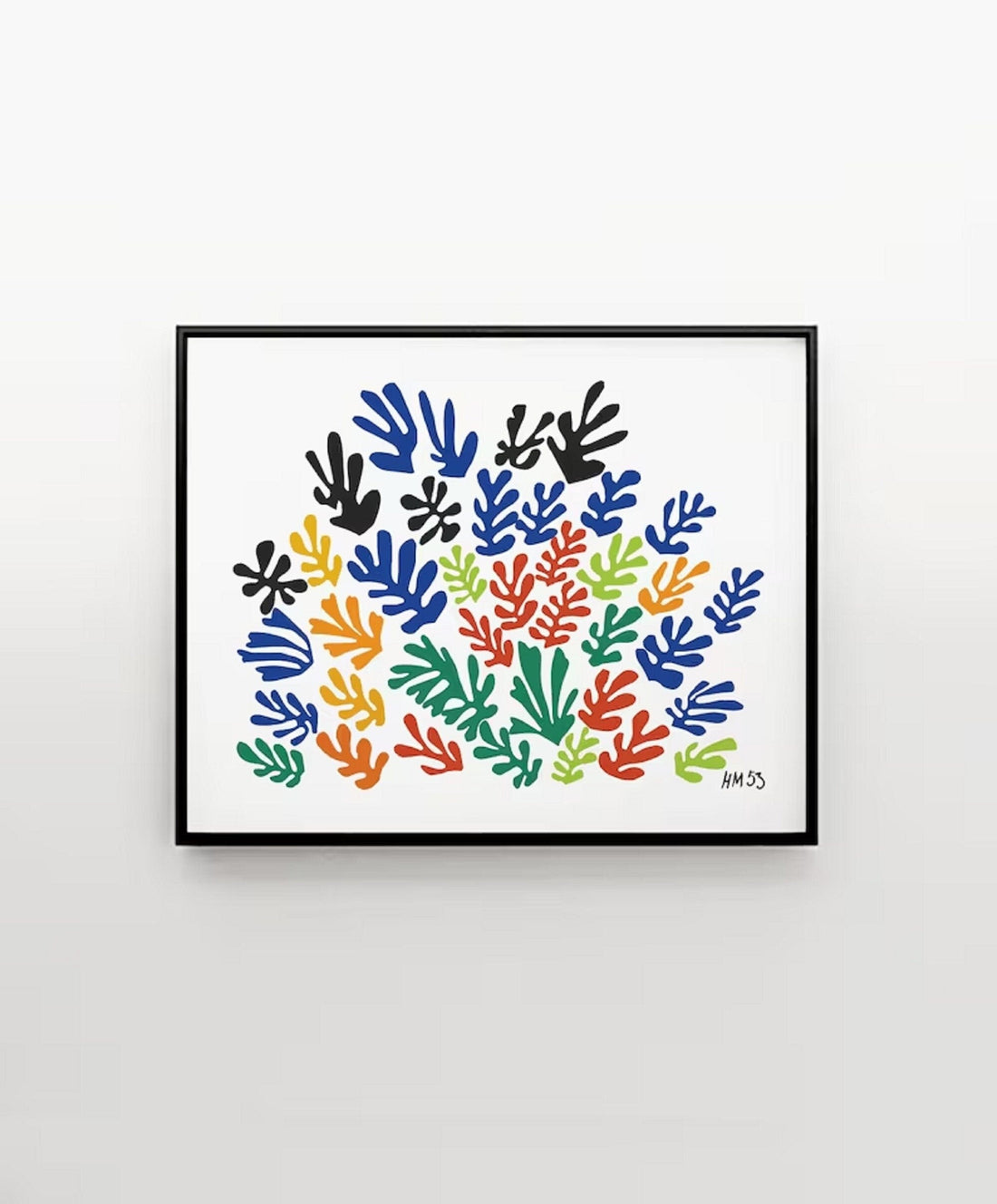 HENRI MATISSE, La Gerbe colorful flower garden cut out Extra Large HQ Print Poster in Minimalist style, in Blue, red, green and yellow FOSHE ART