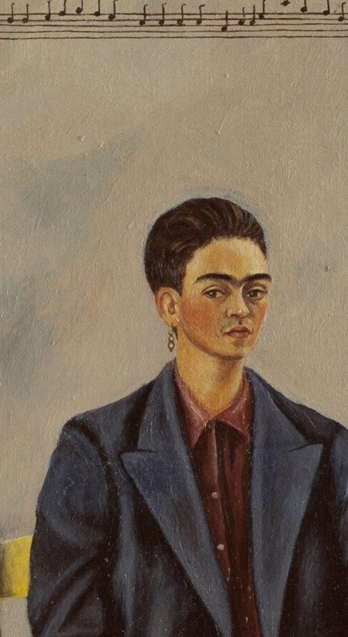 Frida Kahlo Self-Portrait Art Print, Cropped Hair, Giclee Canvas or Paper FOSHE ART
