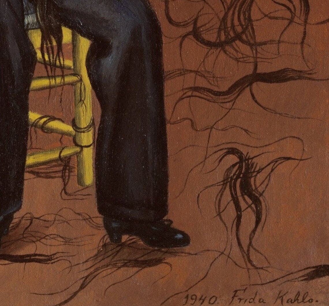 Frida Kahlo, Self-Portrait with Cropped Hair, Wall Decor Giclee Art Print / Canvas Prints, Poster or 3D Hand Finished Premium Print FOSHE ART