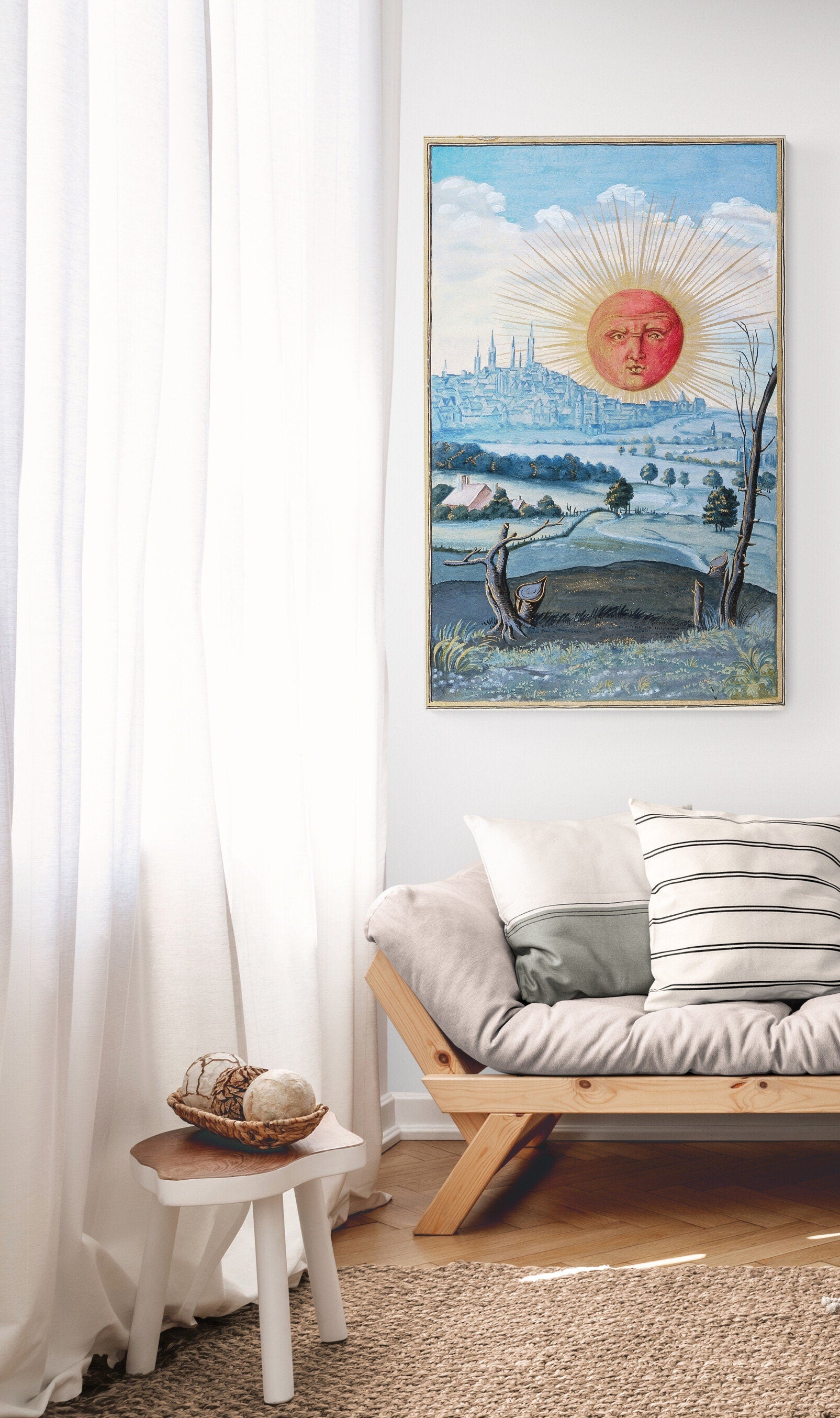 The Sun with human face rising from Splendor Solis by Salomon Trismosin, Art Prints, Experiencing the Mysteries of the Universe Through Art!