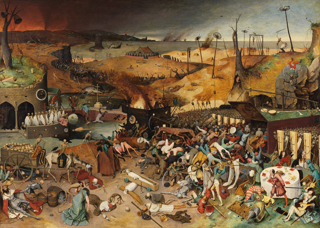 The Triumph of Death Canvas Print with brush strokes | Pieter Bruegel | Vintage Golden Frame FOSHE ART
