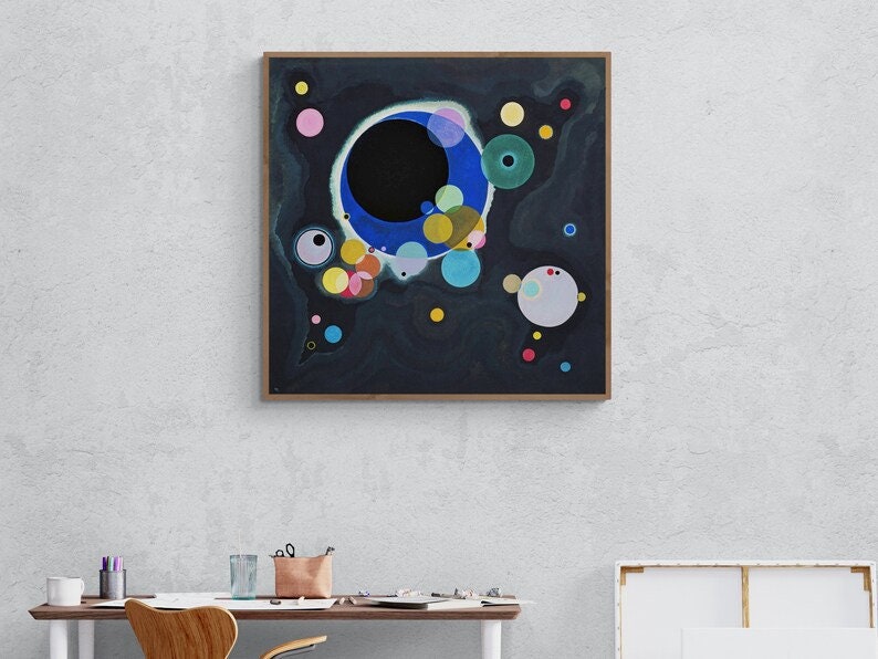 SEVERAL CIRCLES Prints, Wassily Kandinsky, large abstract wall art, Giclee paper Heavyweight paper / real art canvas