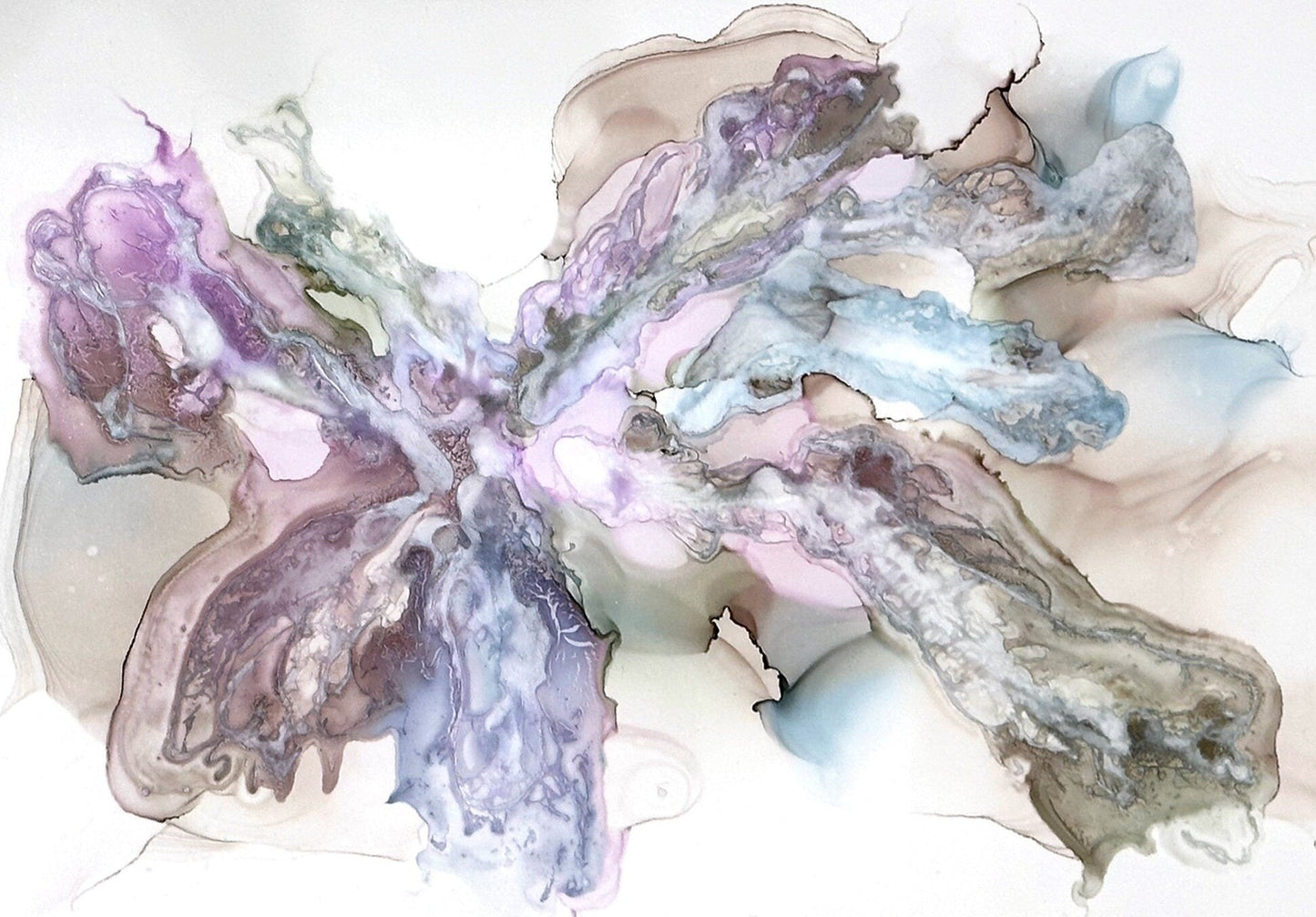 Serene Embrace 2, original alcohol ink abstract Art Prints, Minimalist Art Prints, Giclee Premium Prints FOSHE ART