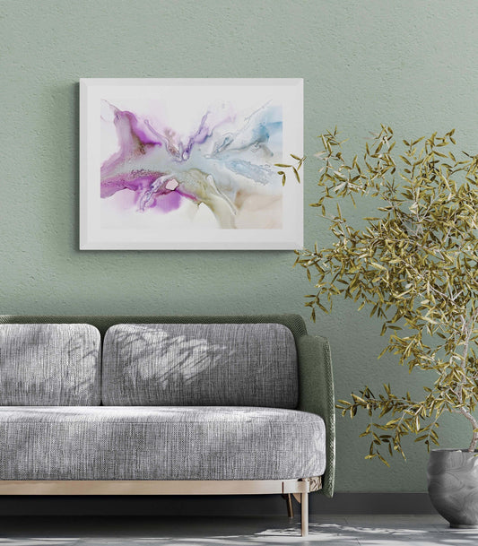 Serene Embrace 3, original alcohol ink abstract Art Prints, Minimalist Art Prints, Giclee Premium Prints FOSHE ART