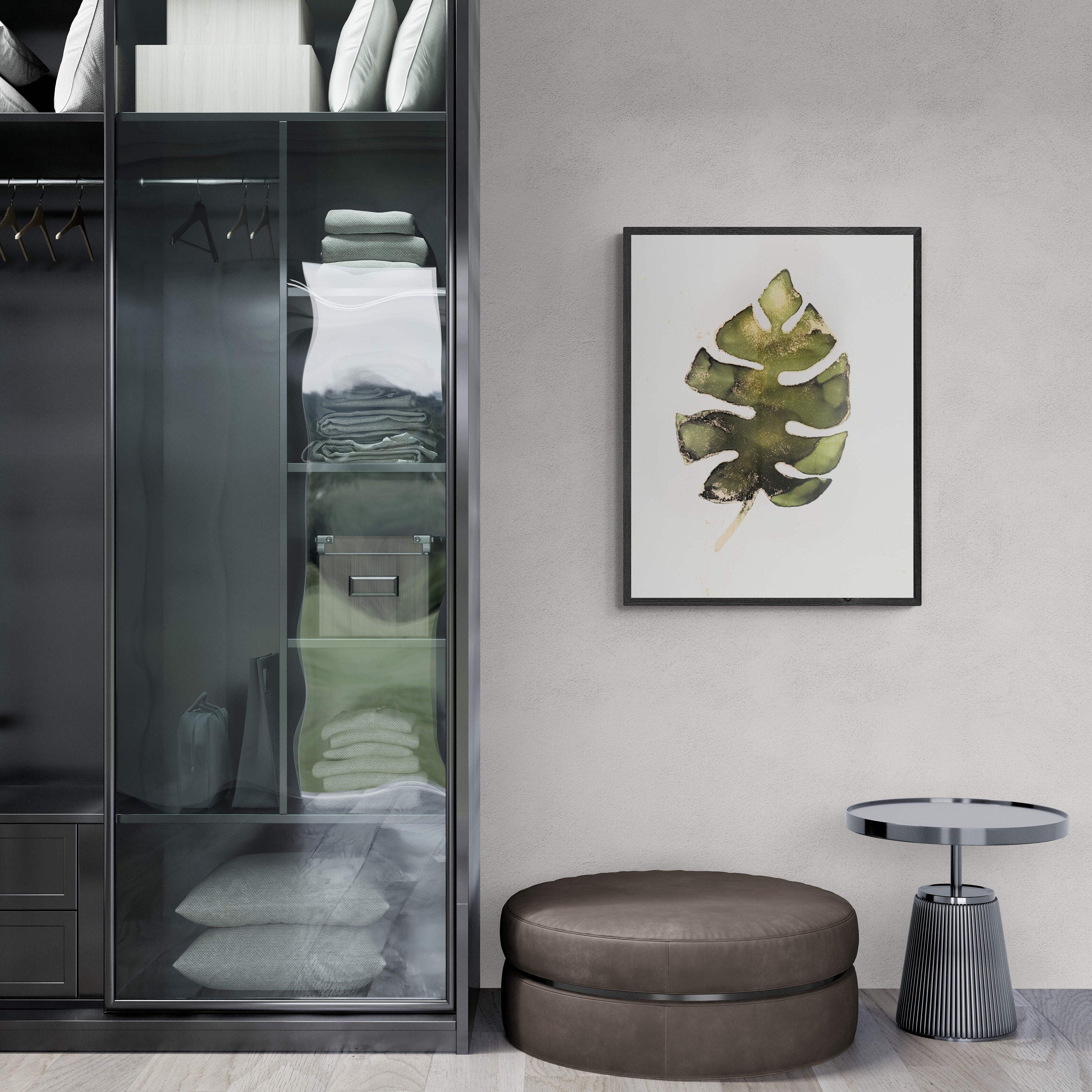 Monstera Glimmer, original alcohol ink abstract Art Prints, Minimalist Art Prints, Giclee Premium Prints FOSHE ART