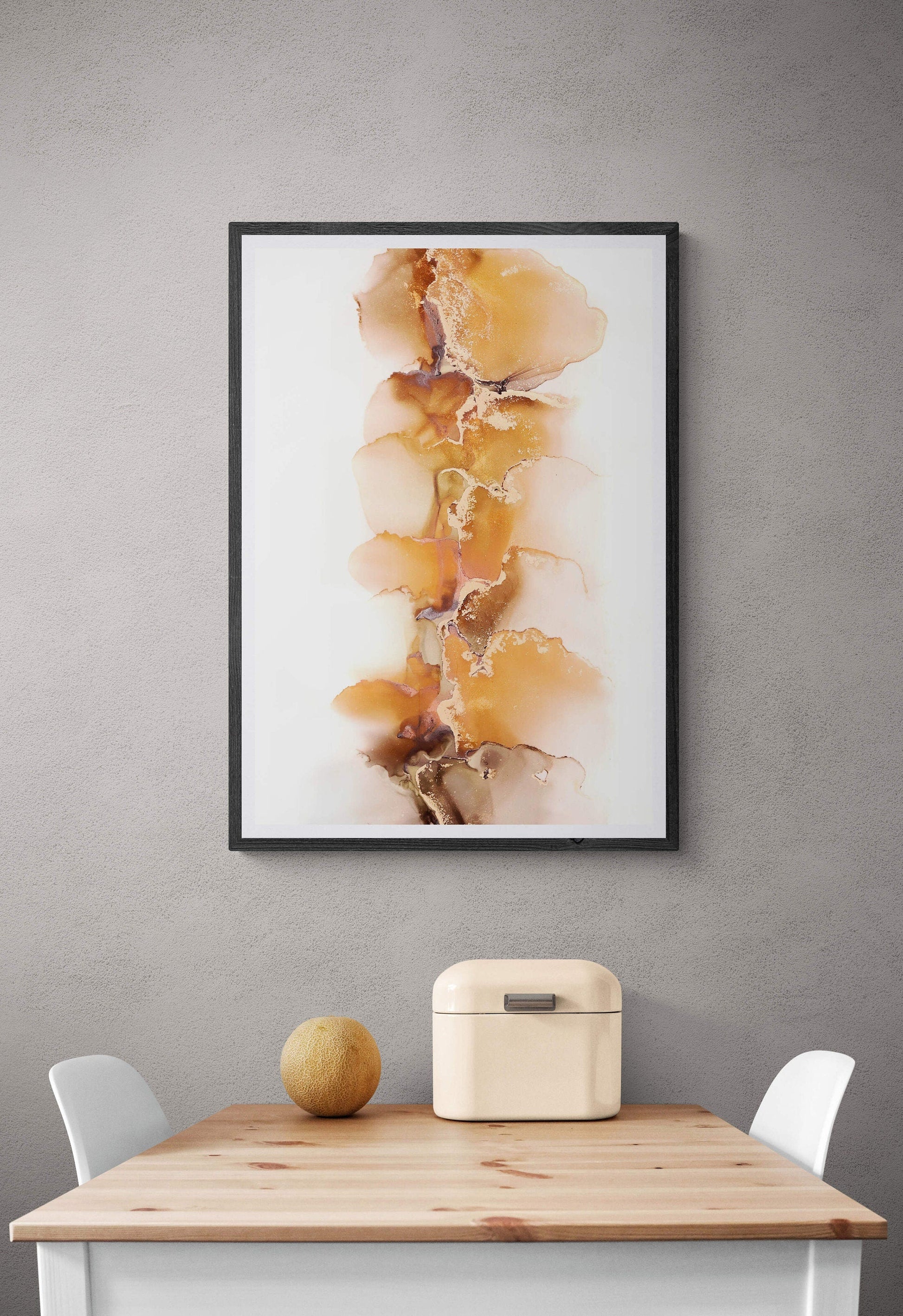 Autumn  Glimmer, original alcohol ink abstract Art Prints, Minimalist Art Prints, Giclee Premium Prints FOSHE ART