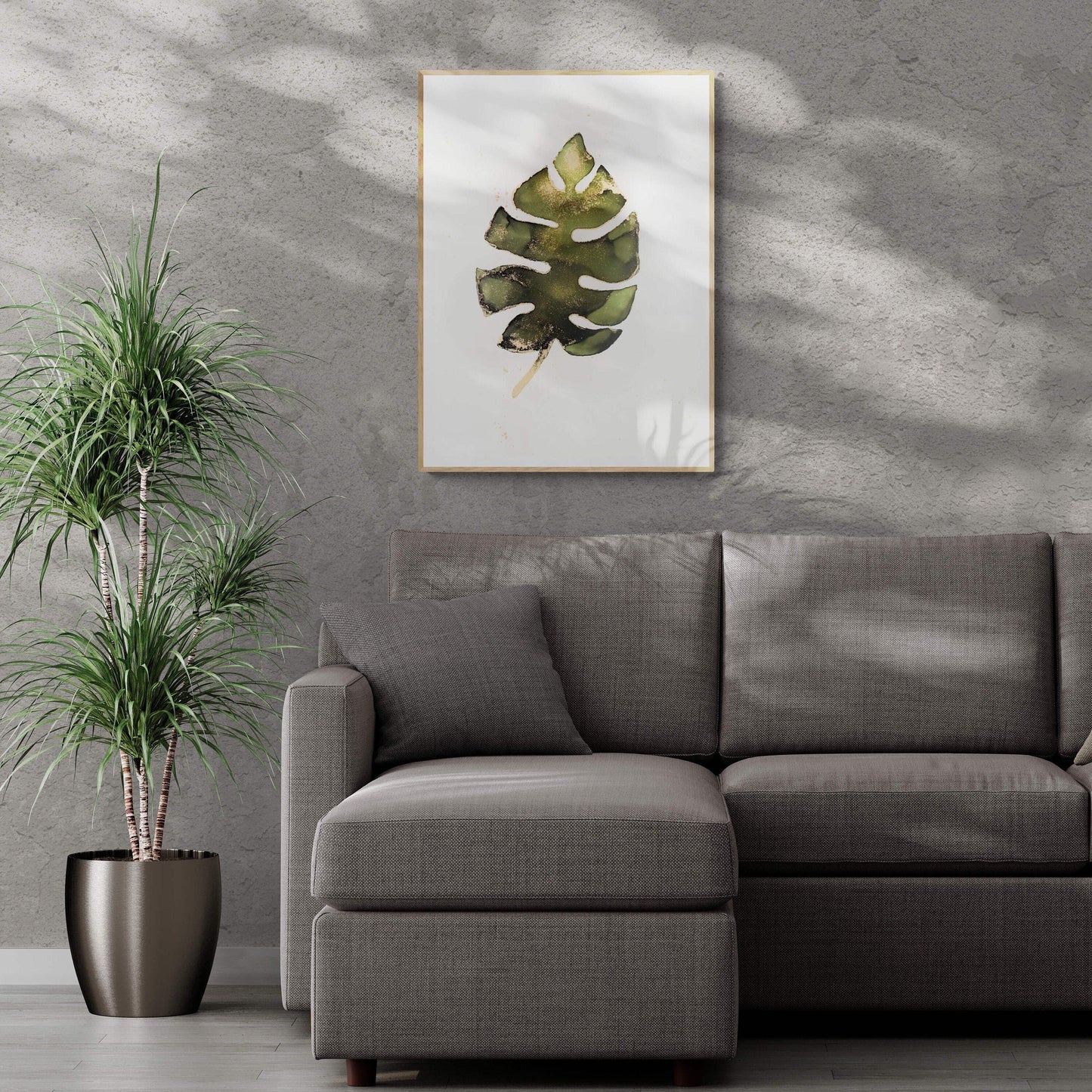 Monstera Glimmer, original alcohol ink abstract Art Prints, Minimalist Art Prints, Giclee Premium Prints FOSHE ART