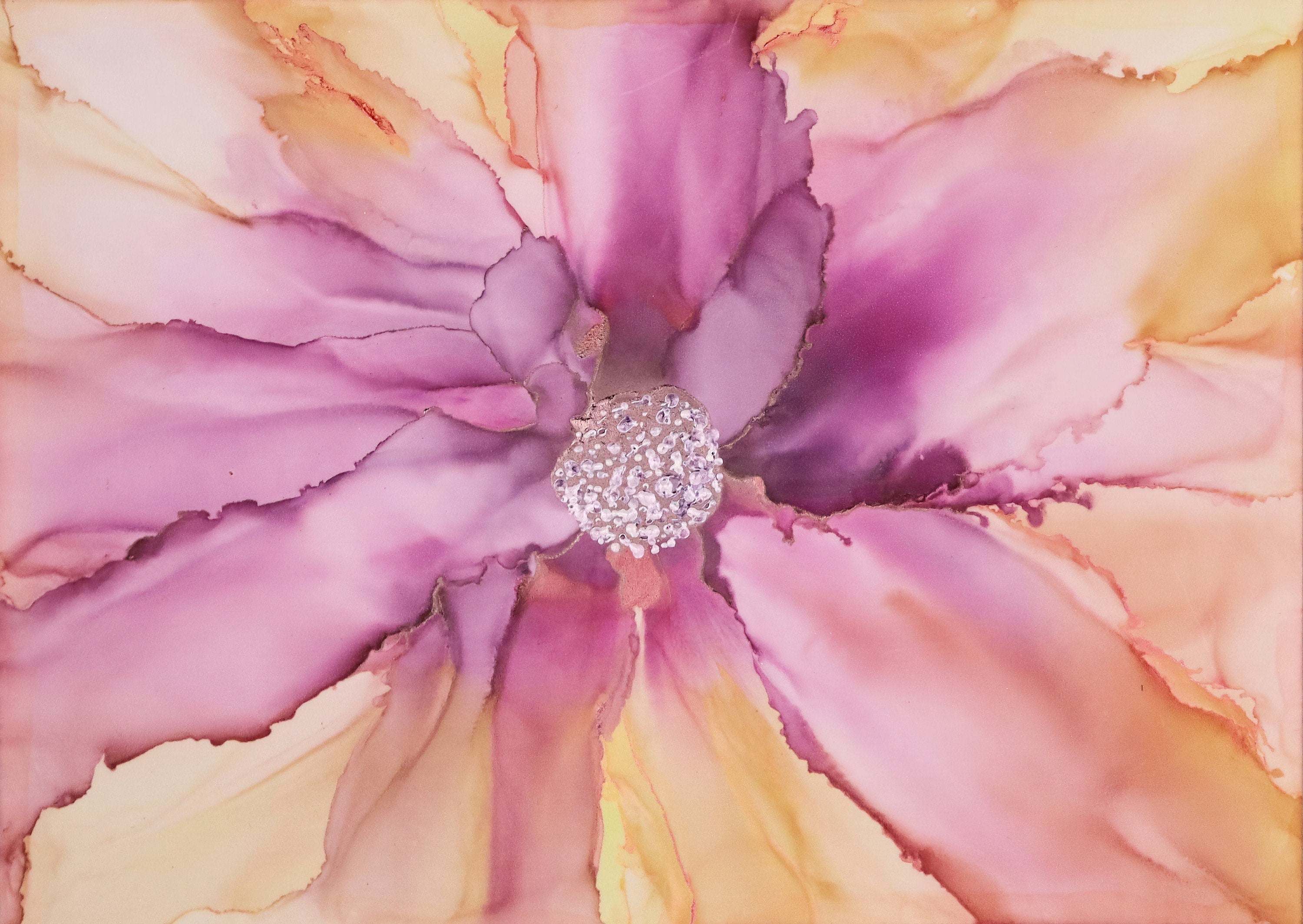 Original Floral Art: "FLORAL LOVE part 1", alcohol ink abstract Art Prints, Minimalist Art Prints, Giclee Premium Prints FOSHE ART