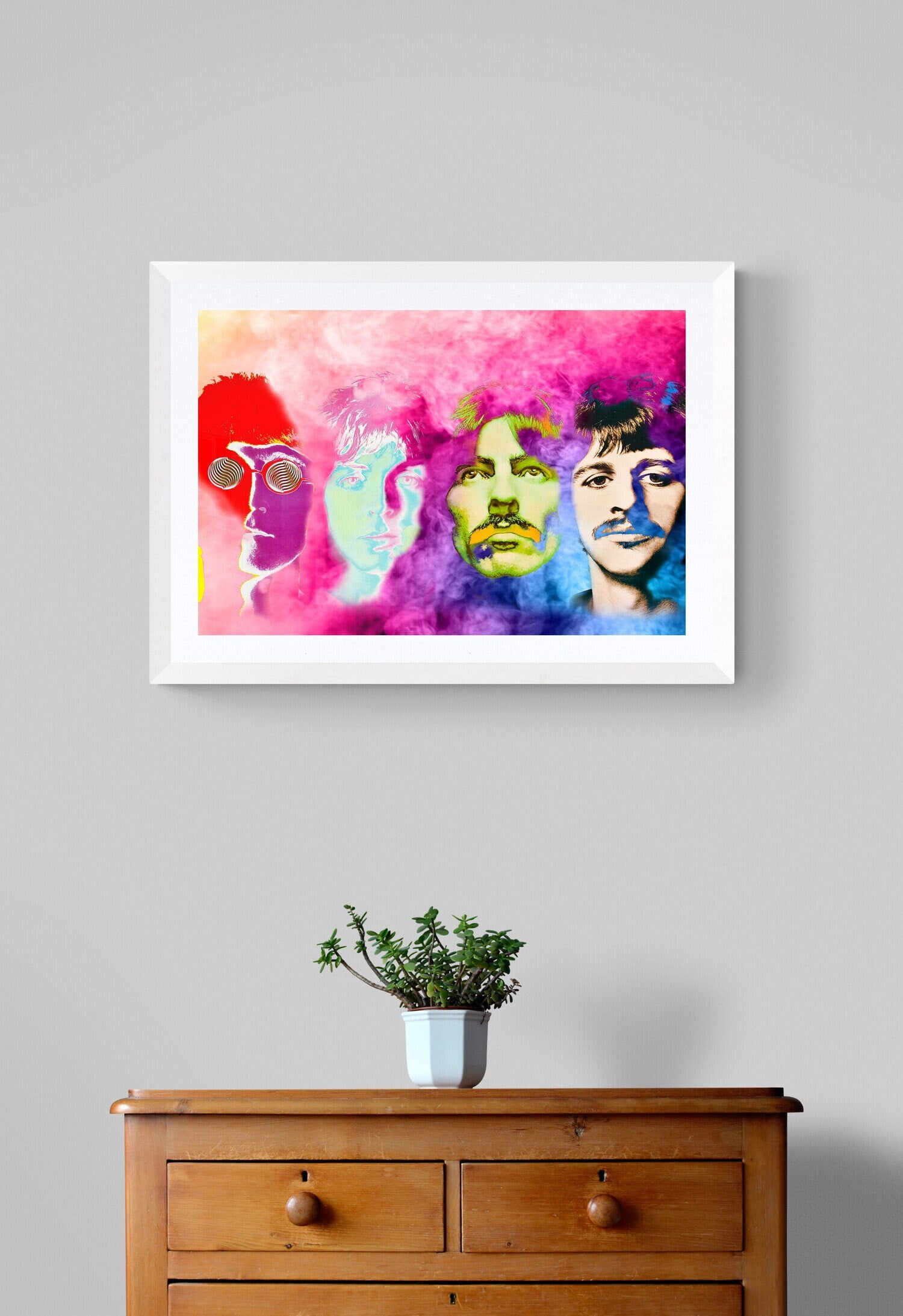 John Lennon & The Beatles, Fine Art Print, Giclee Gallery Grade Paper Canvas, Wall Decor Vintage Large , Fine Art Print, Rock legend Poster