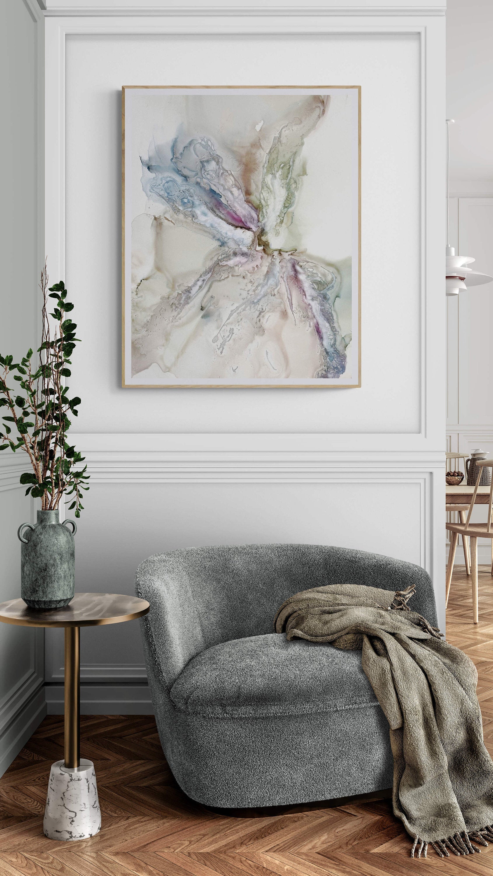 Serene Embrace 1, original alcohol ink abstract Art Prints, Minimalist Art Prints, Heavyweight paper, Giclee Premium Prints FOSHE ART