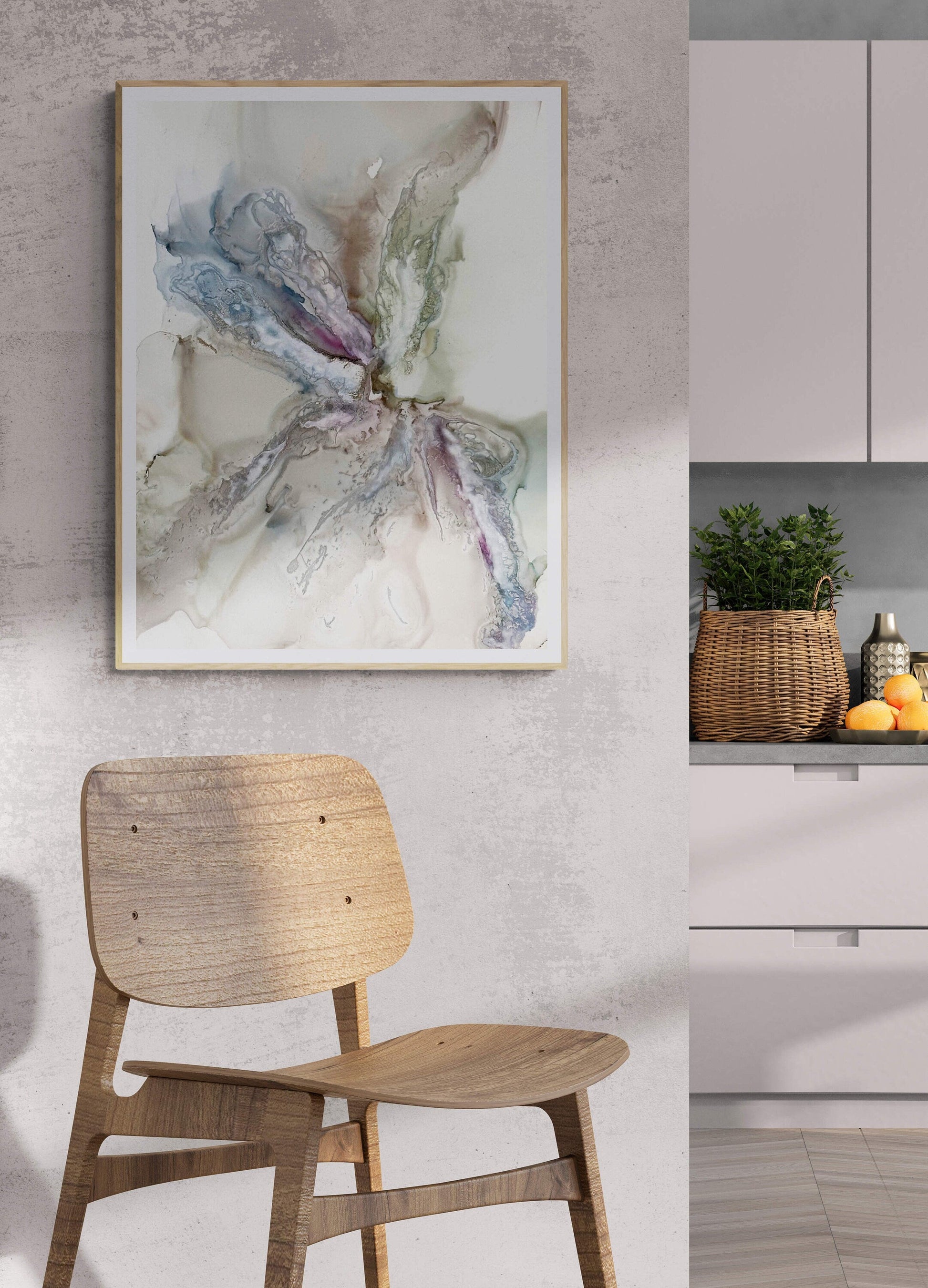 Serene Embrace 1, original alcohol ink abstract Art Prints, Minimalist Art Prints, Heavyweight paper, Giclee Premium Prints FOSHE ART