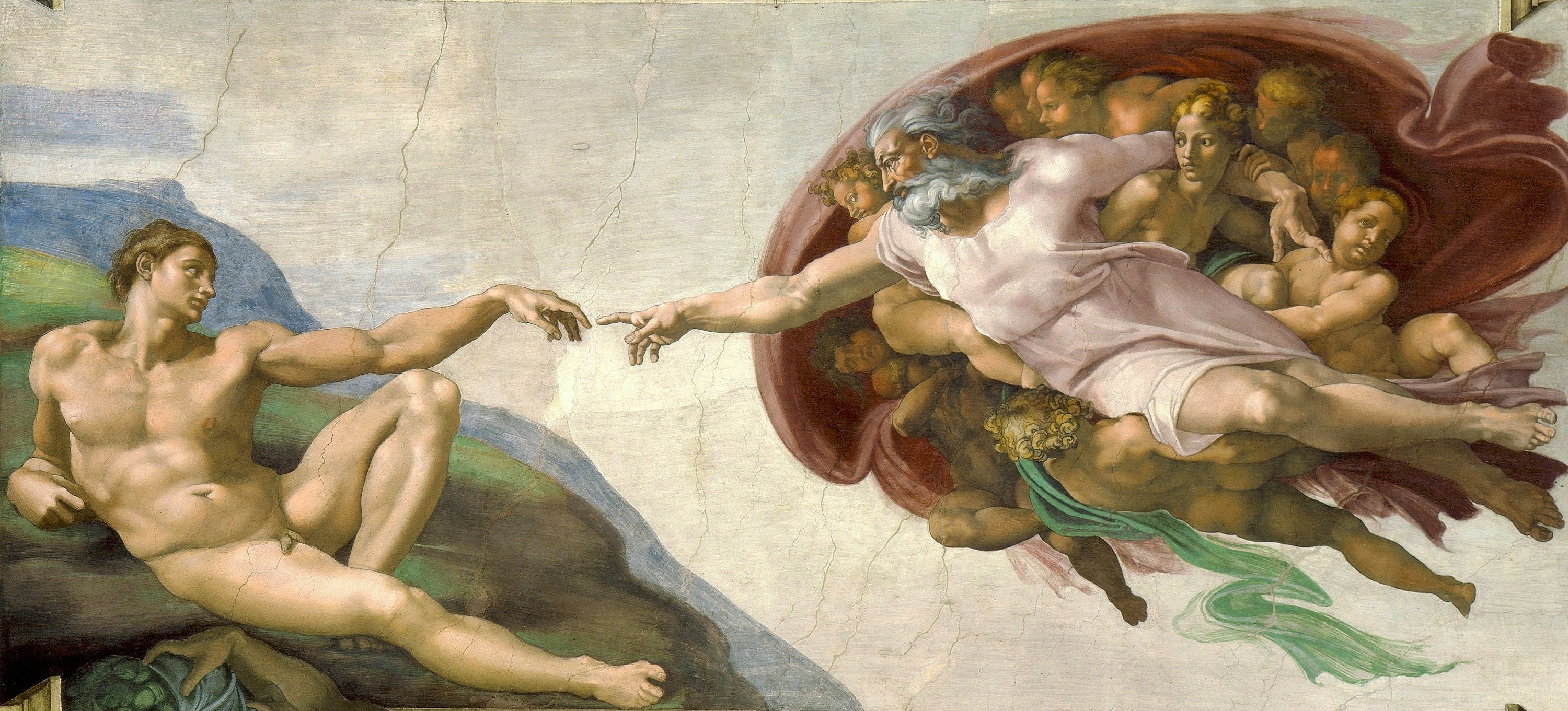MICHELANGELO: The Creation of Adam, Art Reproduction Print on real art canvas or Heavyweight paper, Original Large Art Home Decor FOSHE ART