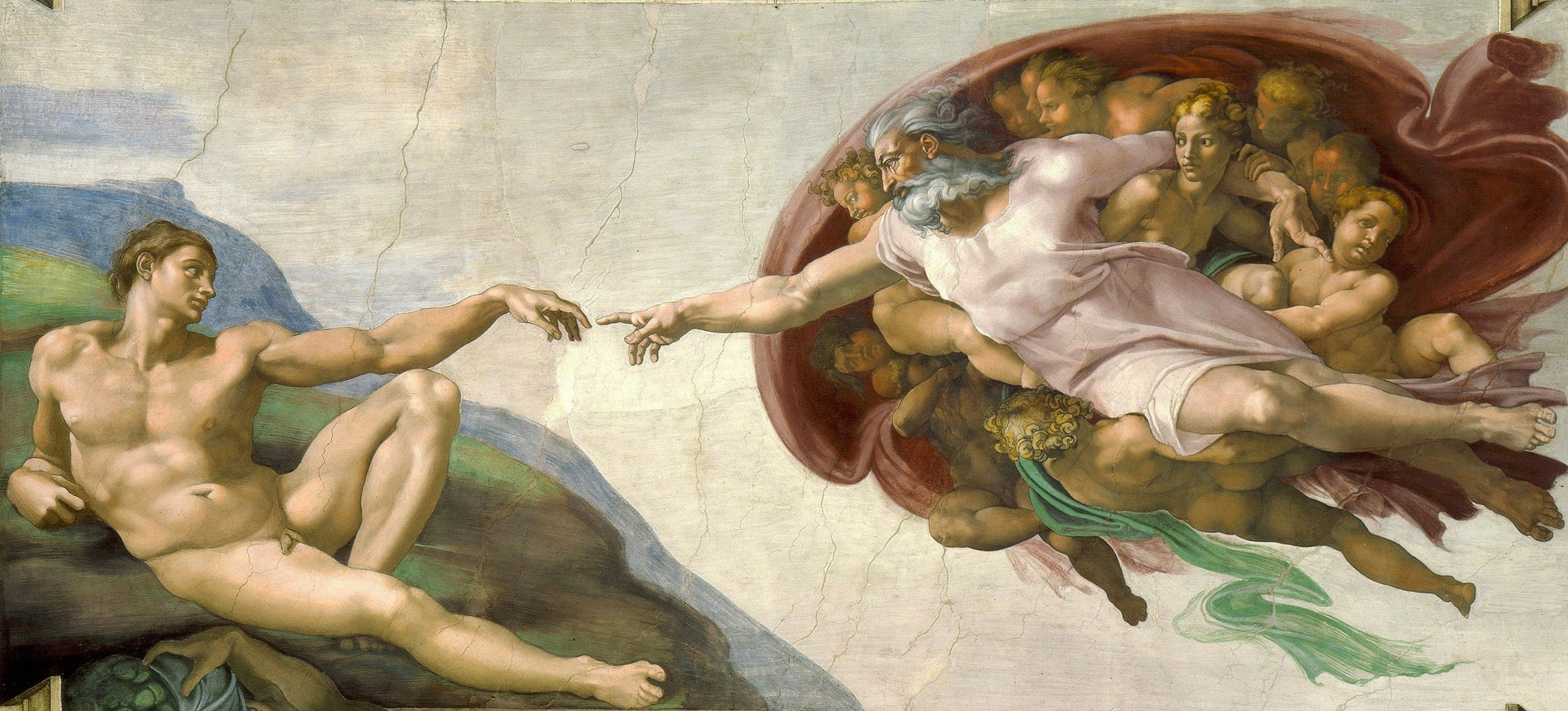 MICHELANGELO: The Creation of Adam, Art Reproduction Print on real art canvas or Heavyweight paper, Original Large Art Home Decor FOSHE ART