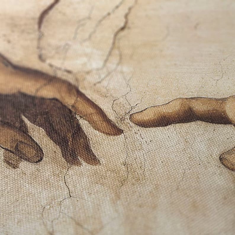 Renaissance Art Painting, Vintage Print, Old Painting, Antique, Christianity Poster, Religious Print, Large Wall Art, The Creation of Adam FOSHE ART