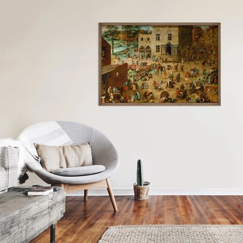 Children's Game by Pieter Bruegel, Giclee Art Print, Real art canvas, Heavyweight paper, poster or 3D Hand Finished Premium Print FOSHE ART