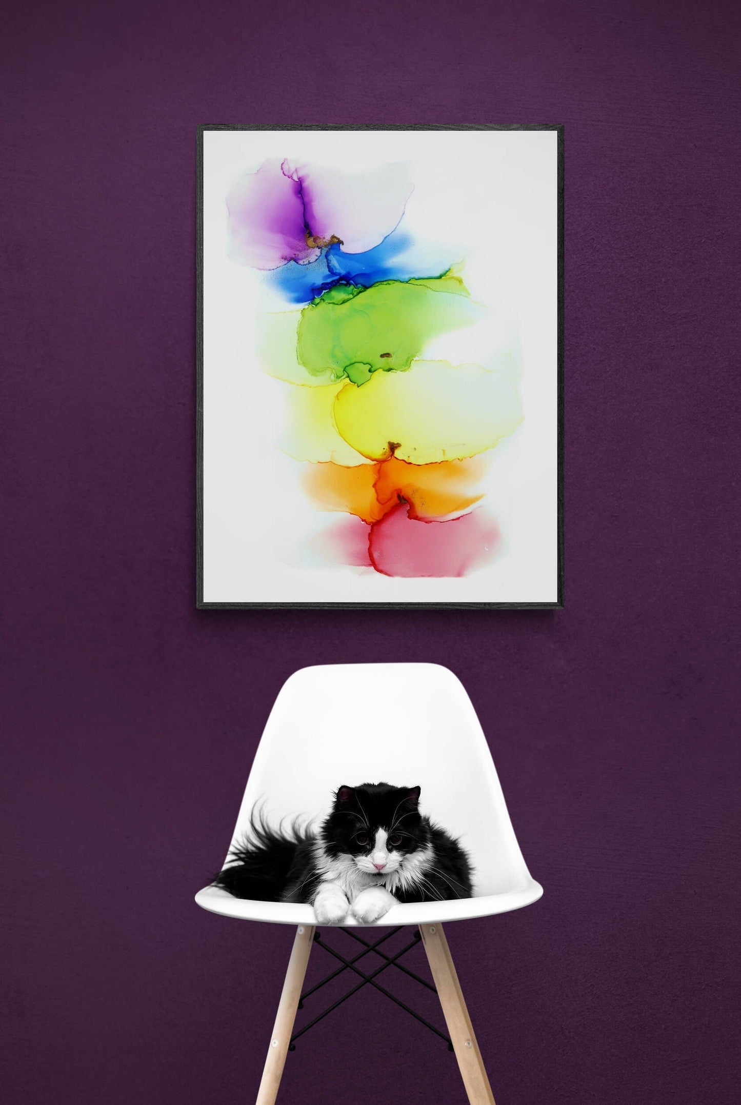 Rainbow, original alcohol ink abstract Art Prints, Minimalist Art Prints, Giclee Premium Prints FOSHE ART