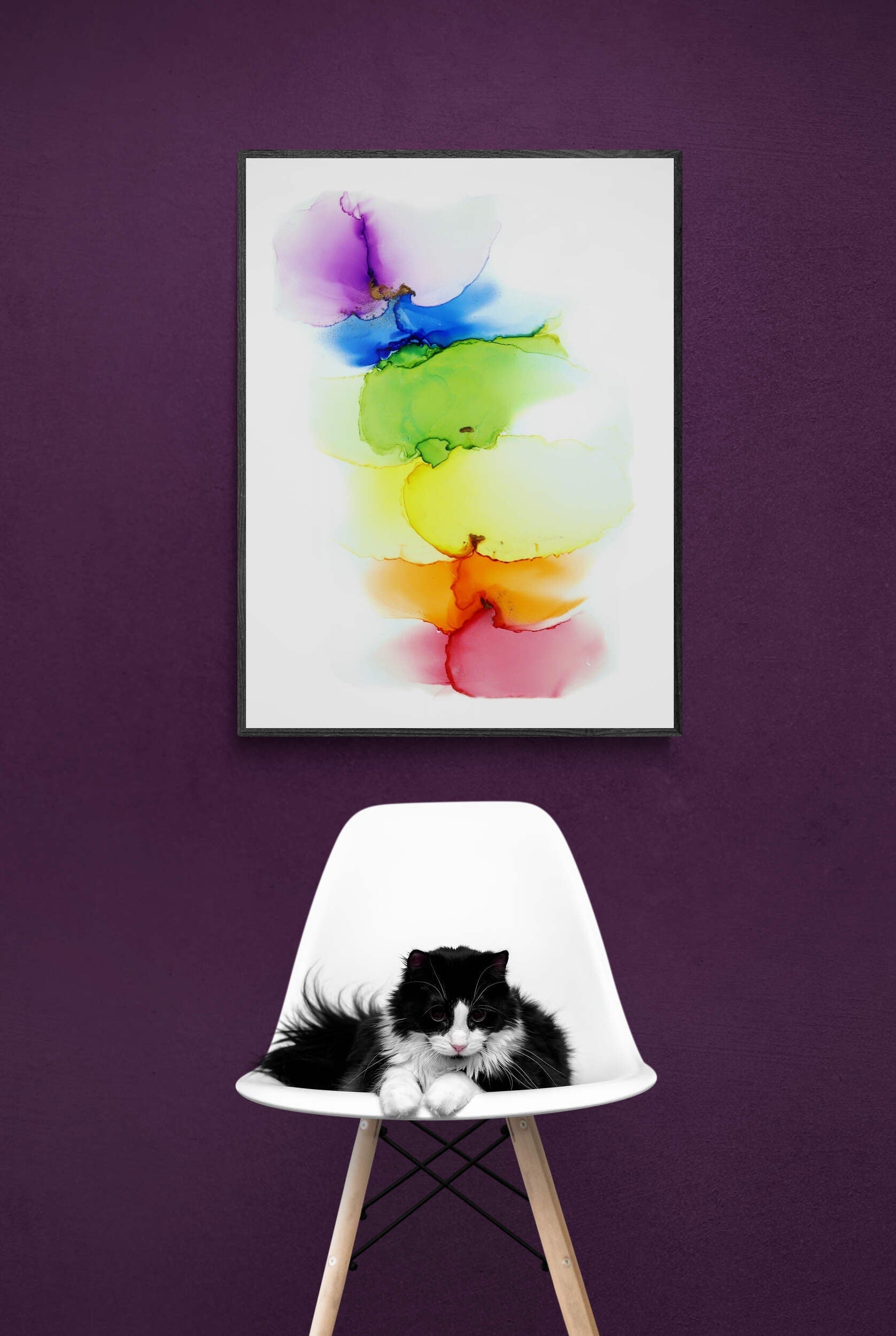 Rainbow, original alcohol ink abstract Art Prints, Minimalist Art Prints, Giclee Premium Prints FOSHE ART