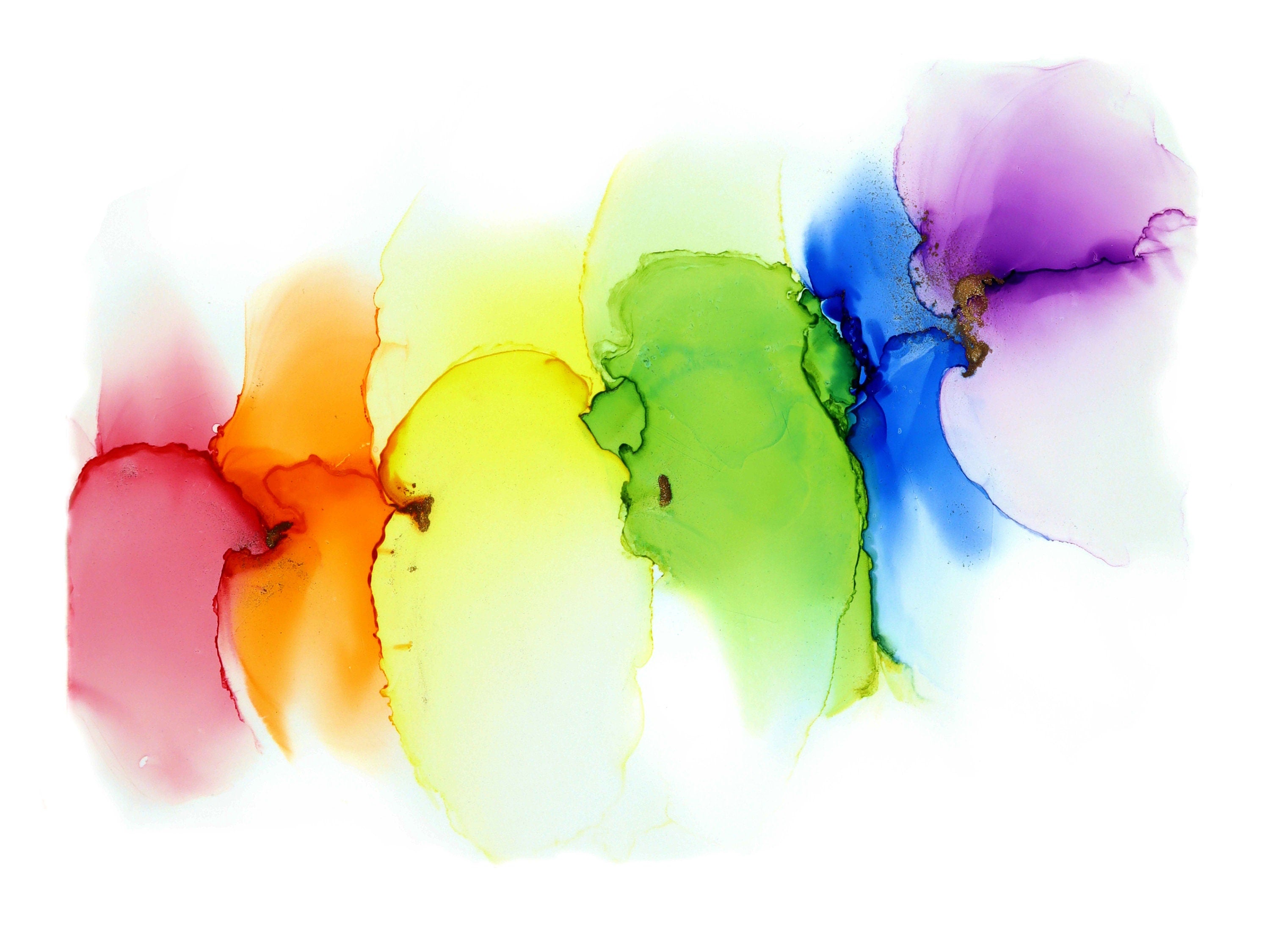 Rainbow, original alcohol ink abstract Art Prints, Minimalist Art Prints, Giclee Premium Prints FOSHE ART