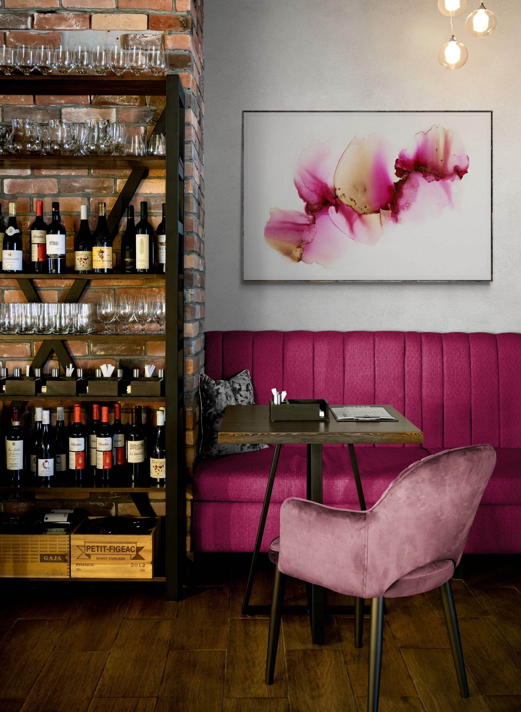 PINK EXPLOSION, original alcohol ink abstract Art Prints, Minimalist Art Prints, Giclee Premium Prints FOSHE ART