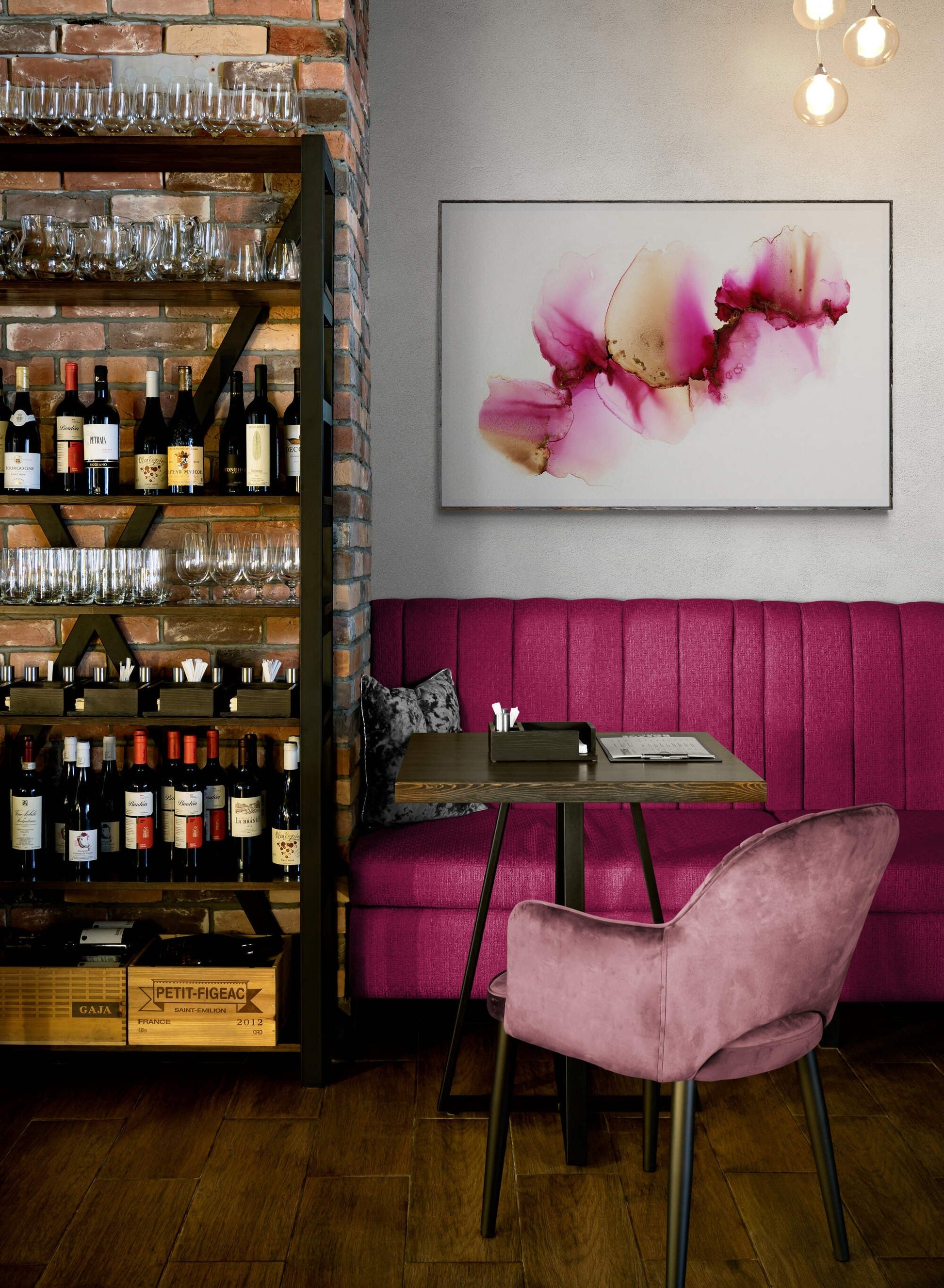 PINK EXPLOSION, original alcohol ink abstract Art Prints, Minimalist Art Prints, Giclee Premium Prints FOSHE ART