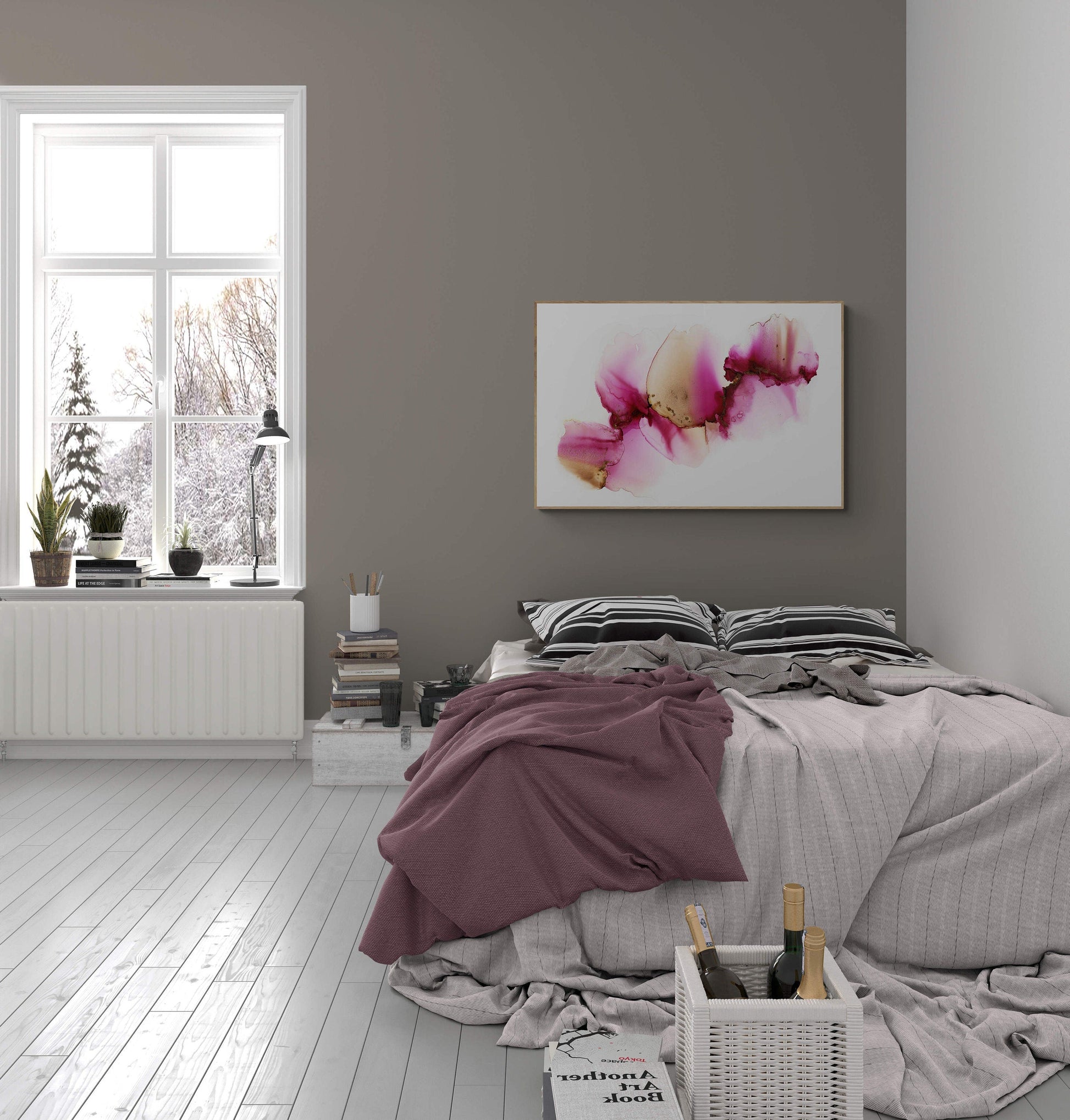 PINK EXPLOSION, original alcohol ink abstract Art Prints, Minimalist Art Prints, Giclee Premium Prints FOSHE ART