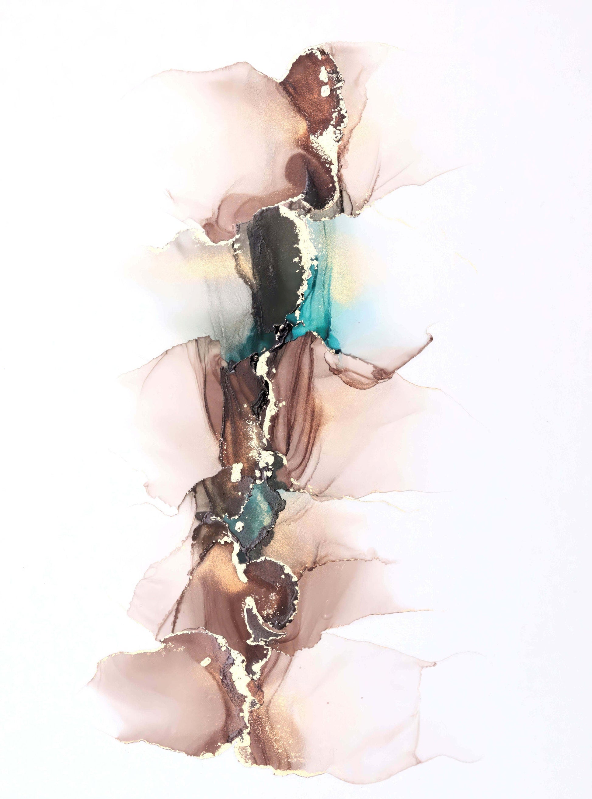 Bronze Whisper, original alcohol ink abstract Art Prints, Minimalist Art Prints, Giclee Premium Prints FOSHE ART