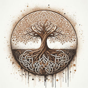 Intricate Tree of Life Artwork – Handcrafted Circular Design, Heavyweight paper / real art canvas, Print on canvas or paper