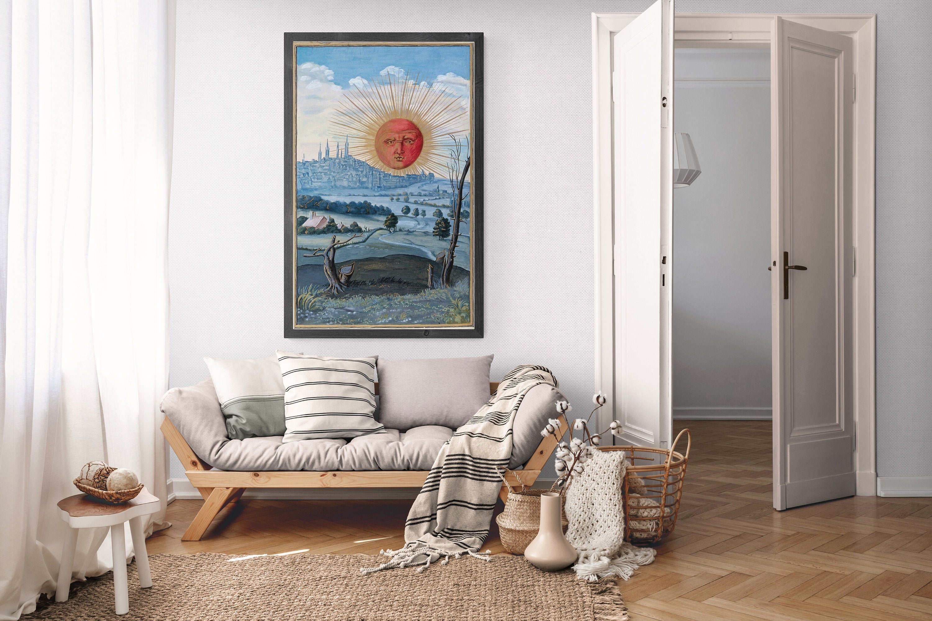 The Sun with human face rising from Splendor Solis by Salomon Trismosin, Art Prints, Experiencing the Mysteries of the Universe Through Art!