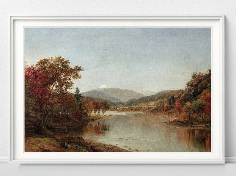 Autumn Landscape Oil Painting, Jasper Francis Cropsey : Mount Washington, Giclee Fine Art Print, Vintage Rustic Country, Rustic Farmhouse
