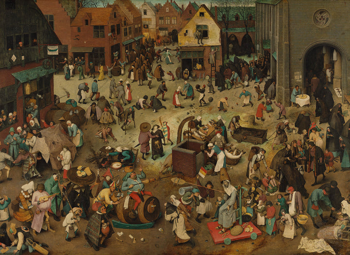 The Fight between Carnival and Lent by Pieter Bruegel, Wall Art, Giclee Art Print / Canvas Prints, Poster or 3D Hand Finished Premium Print