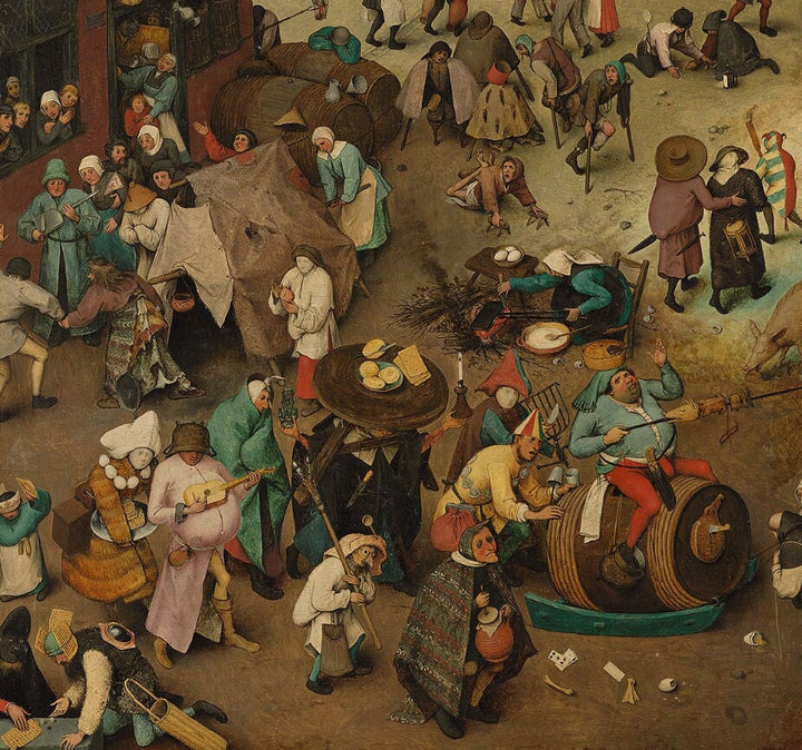 The Fight between Carnival and Lent by Pieter Bruegel, Wall Art, Giclee Art Print / Canvas Prints, Poster or 3D Hand Finished Premium Print