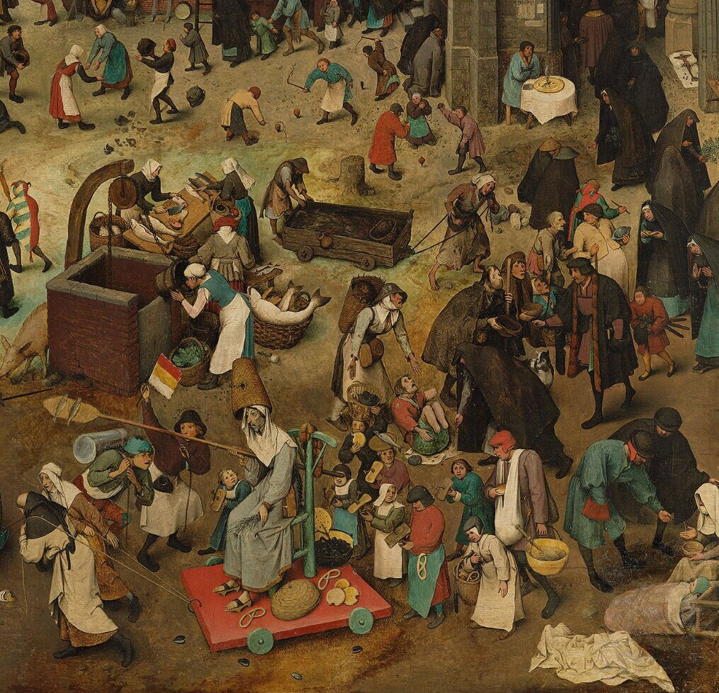The Fight between Carnival and Lent by Pieter Bruegel, Wall Art, Giclee Art Print / Canvas Prints, Poster or 3D Hand Finished Premium Print